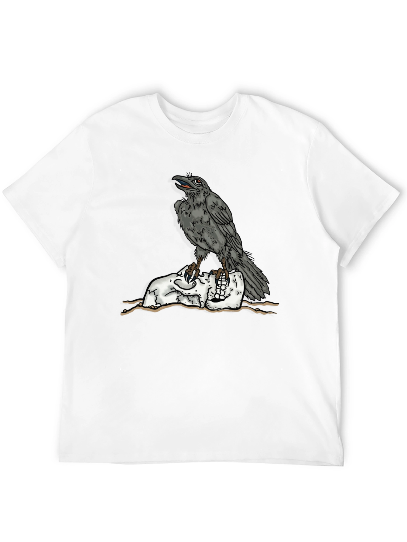 Raven Skull Graphic Tee - Mens Black T-Shirt
