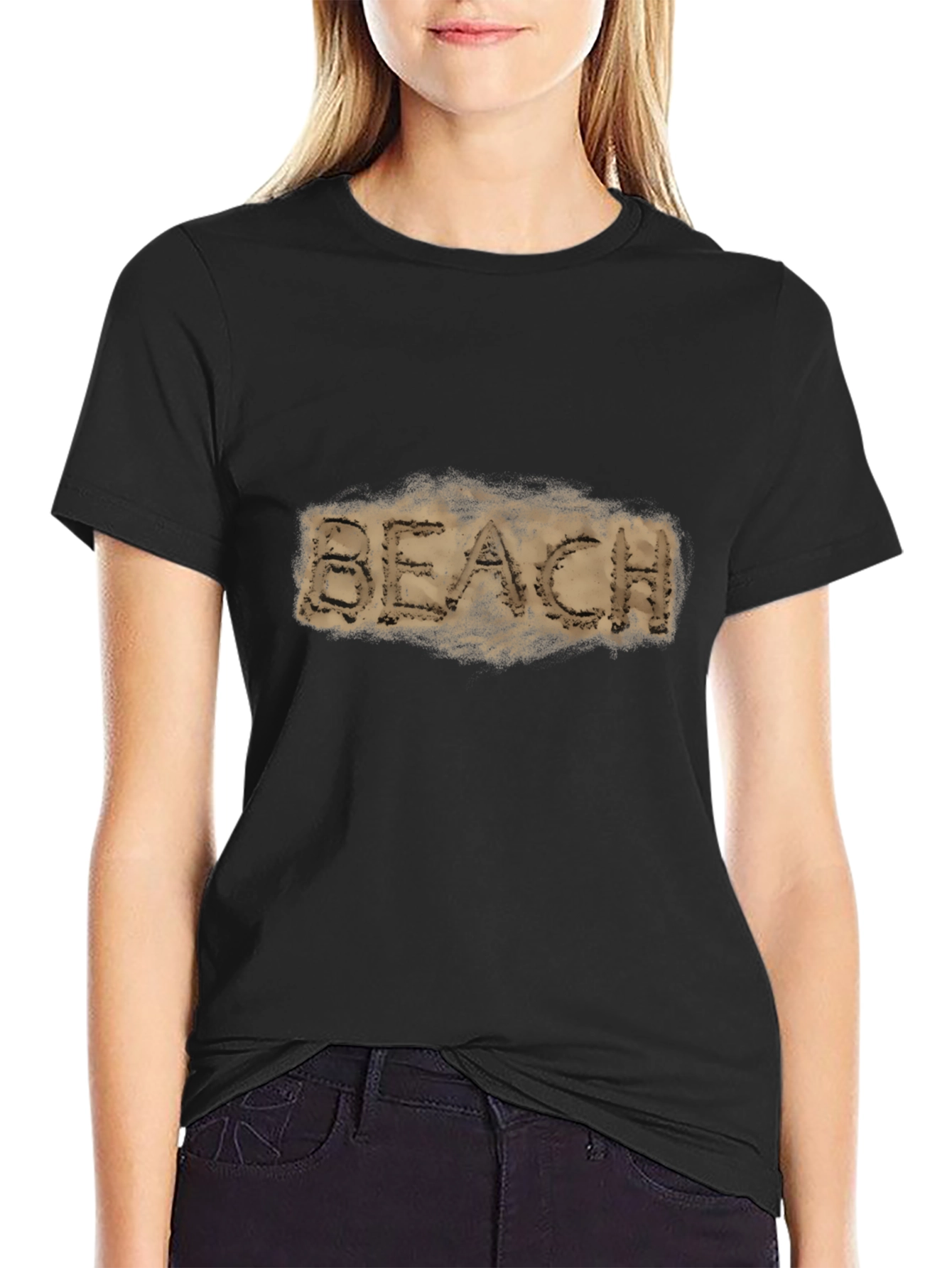 Beach Sand Graphic Black T-Shirt