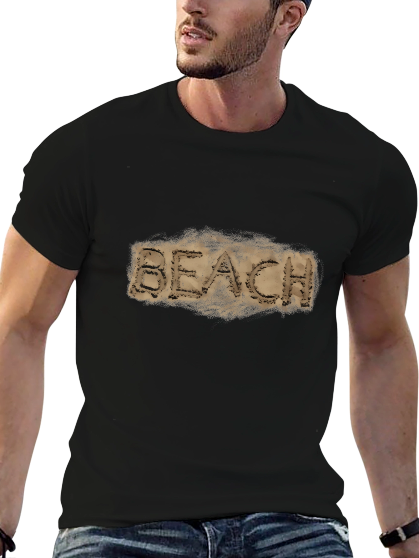 Beach Sand Graphic Black T-Shirt