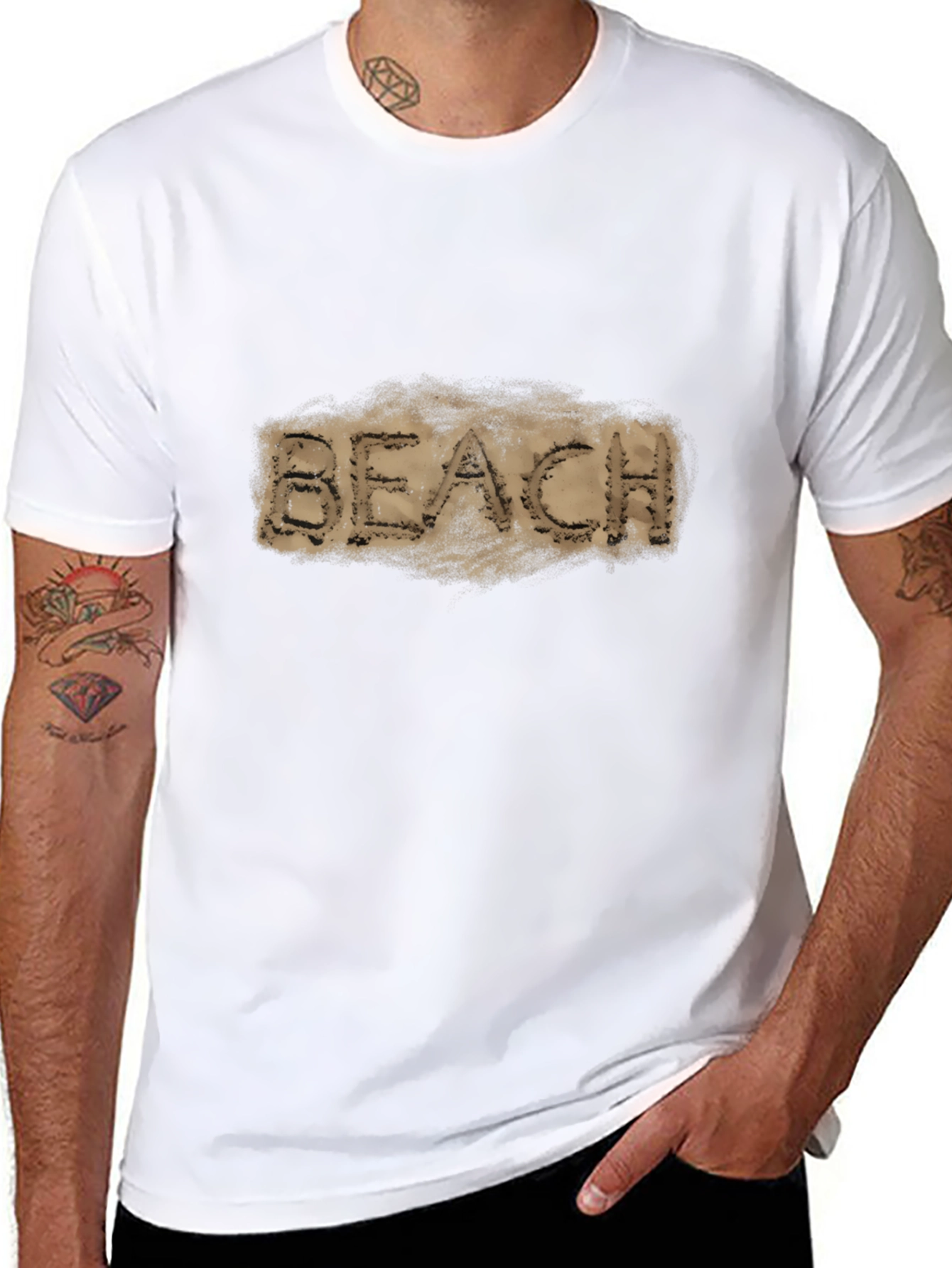 Beach Sand Graphic Black T-Shirt