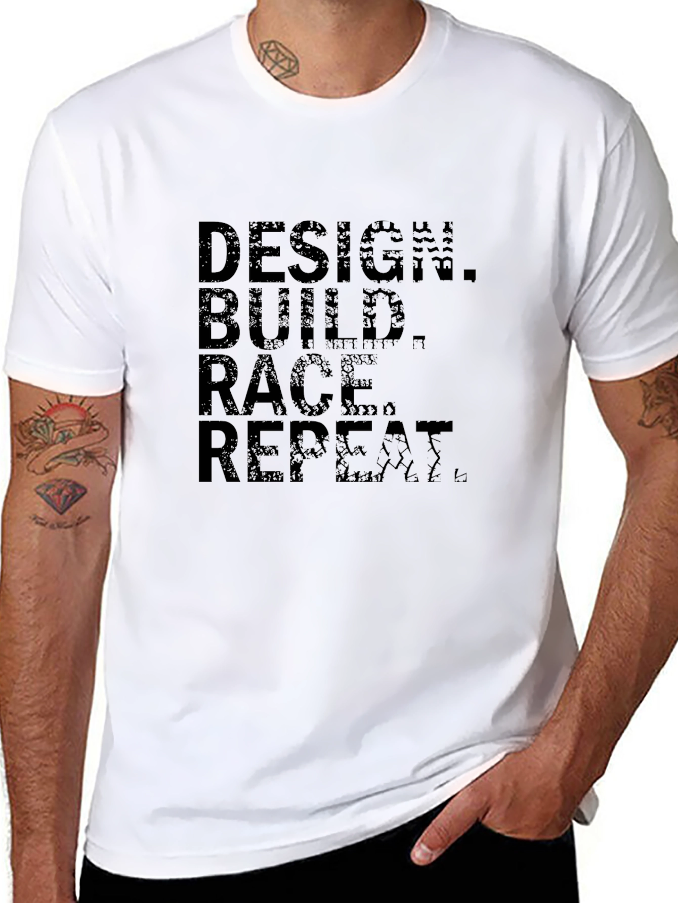 Design Build Race Repeat Black T-Shirt