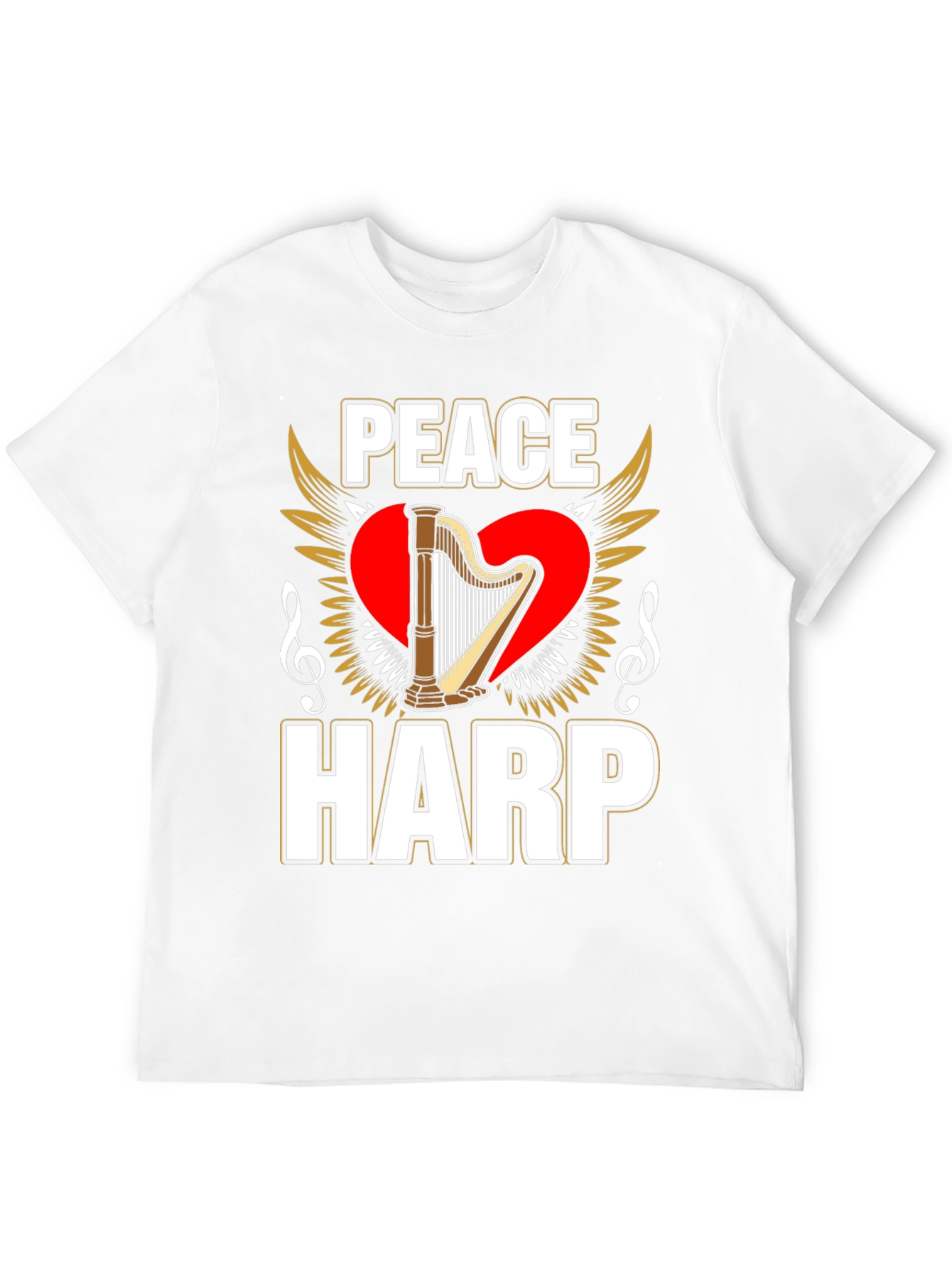 Peace Harp Graphic T-Shirt - Musical Instrument Lover