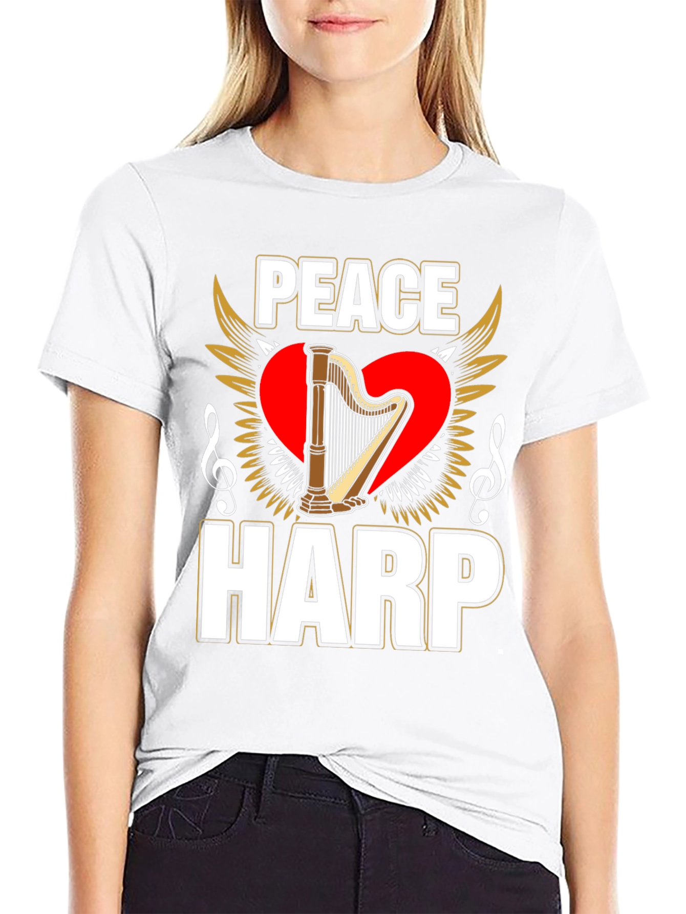 Peace Harp Graphic T-Shirt - Musical Instrument Lover
