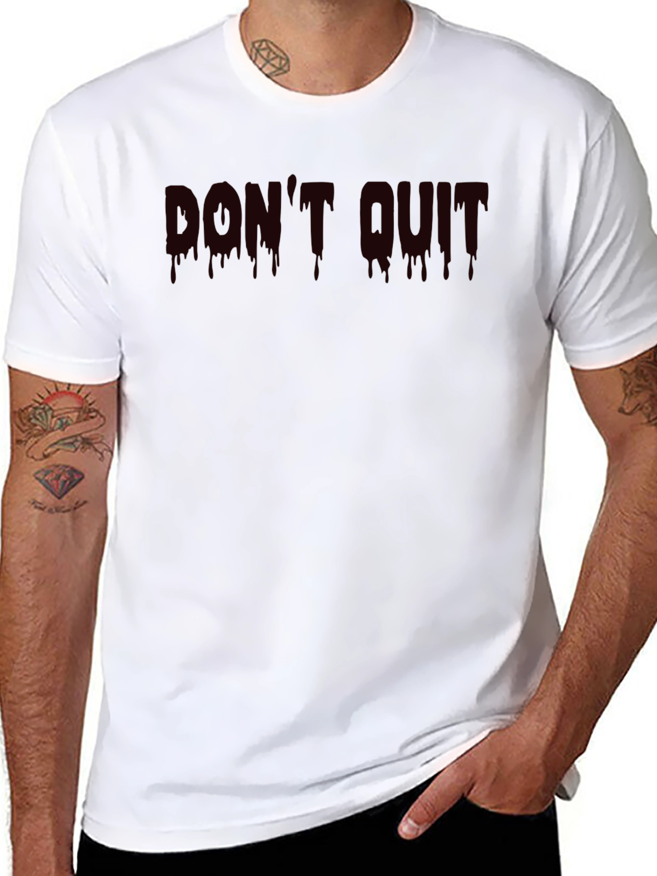 Mens Black Graphic Tee - Dont Quit Drip Lettering