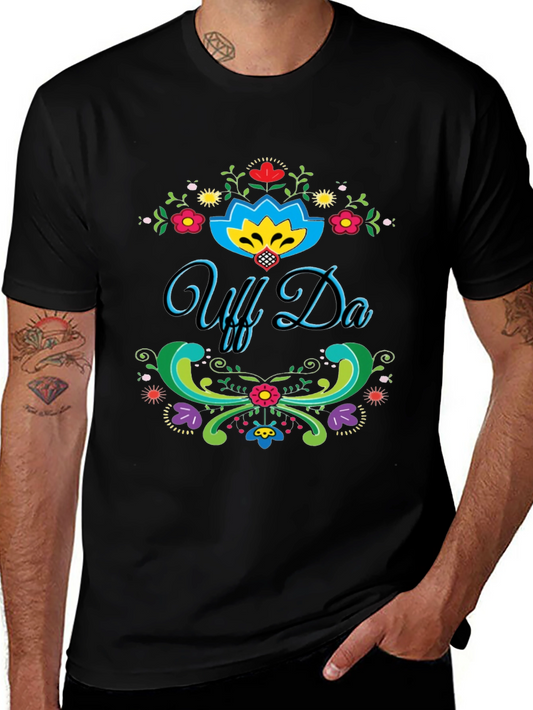 Uff Da Floral Graphic Tee - Black Cotton Comfort