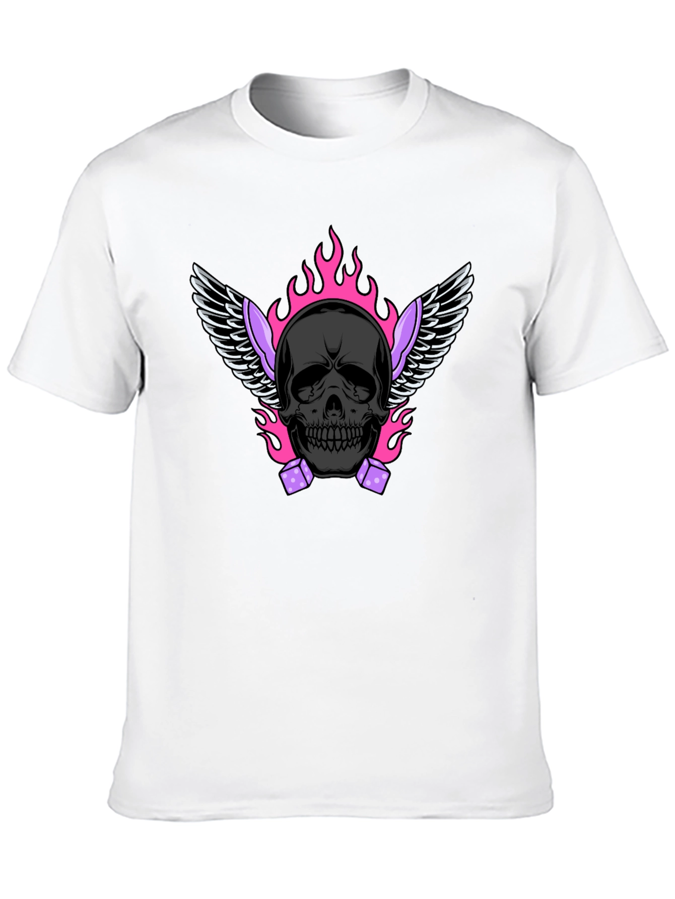 Skull with Wings and Dice Graphic T-Shirt