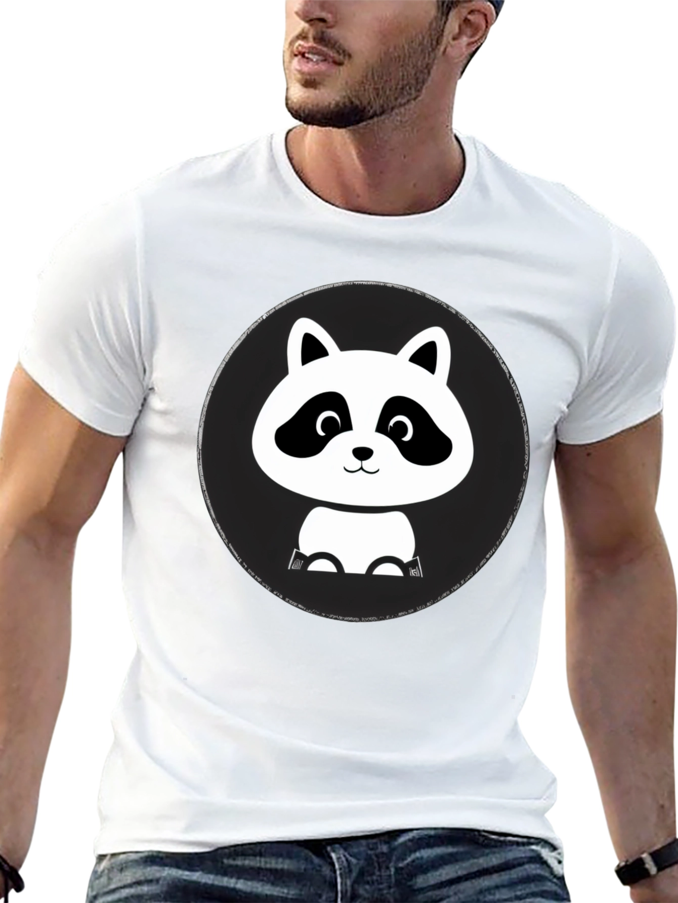 Cute Raccoon Graphic T-Shirt - Black