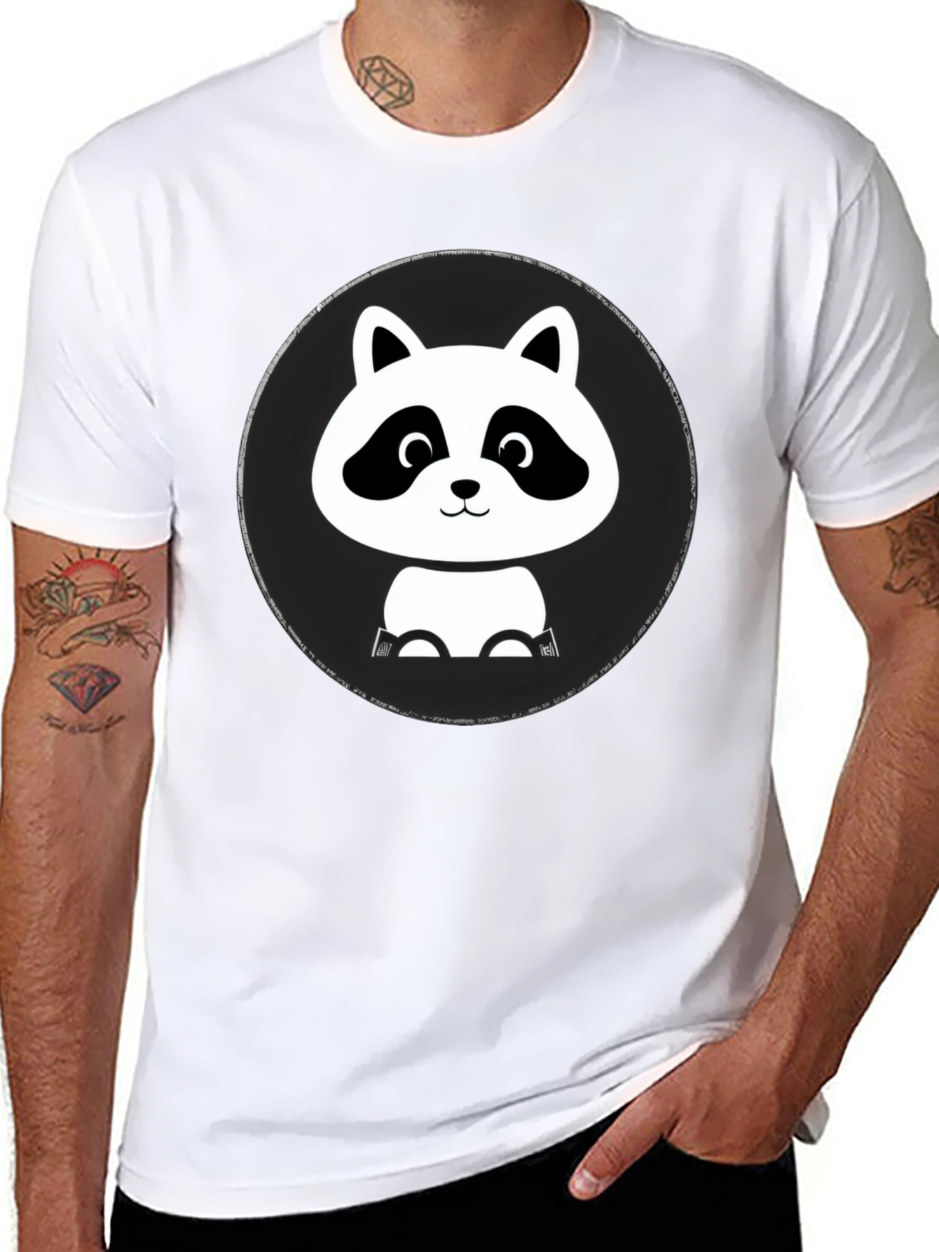 Cute Raccoon Graphic T-Shirt - Black