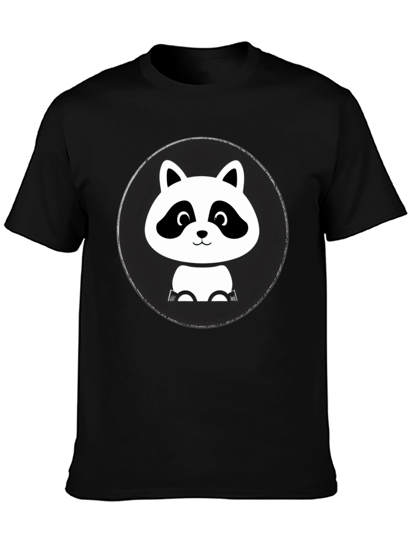 Cute Raccoon Graphic T-Shirt - Black