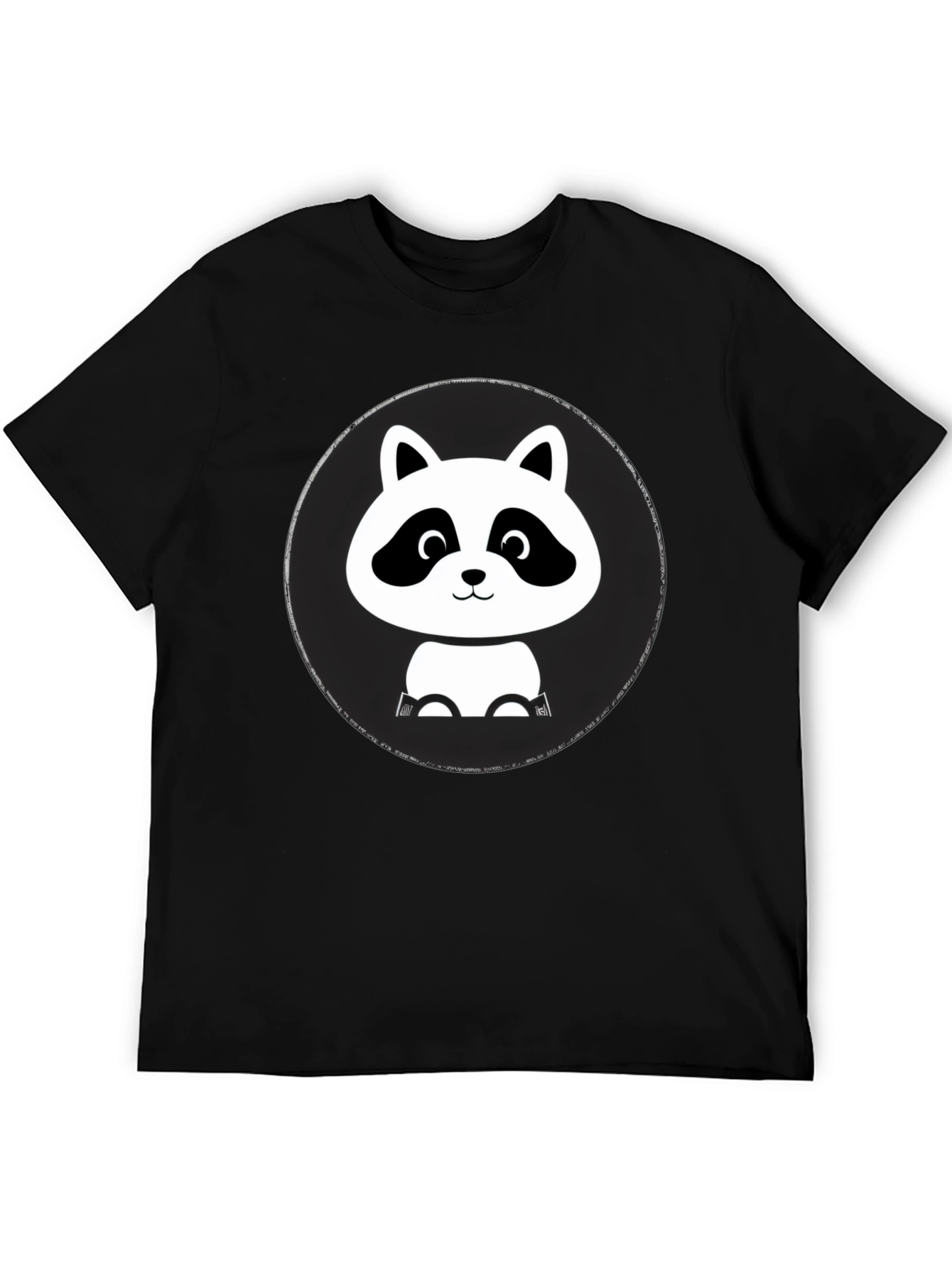 Cute Raccoon Graphic T-Shirt - Black