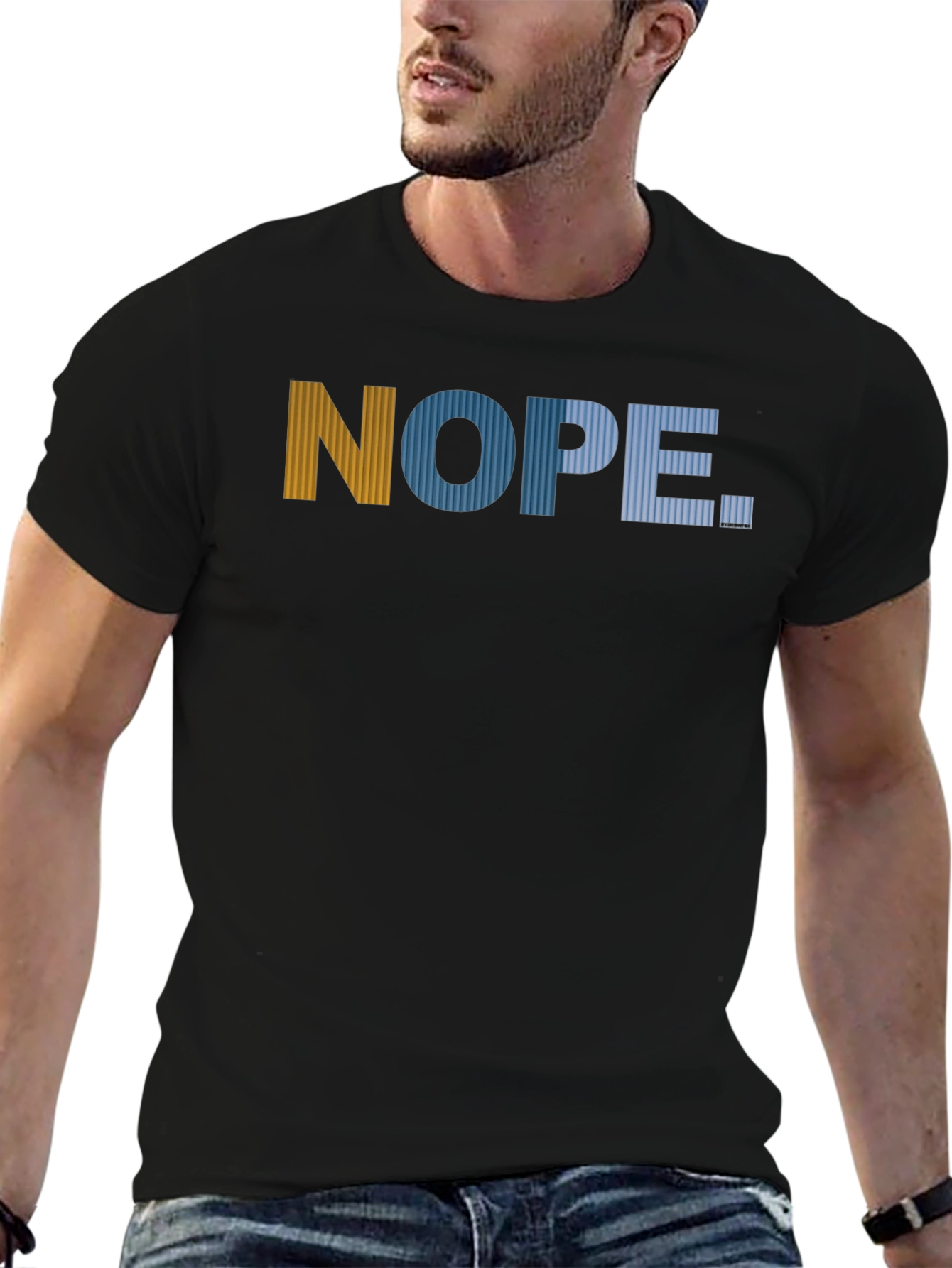 Nope Graphic Print Mens Black T-Shirt