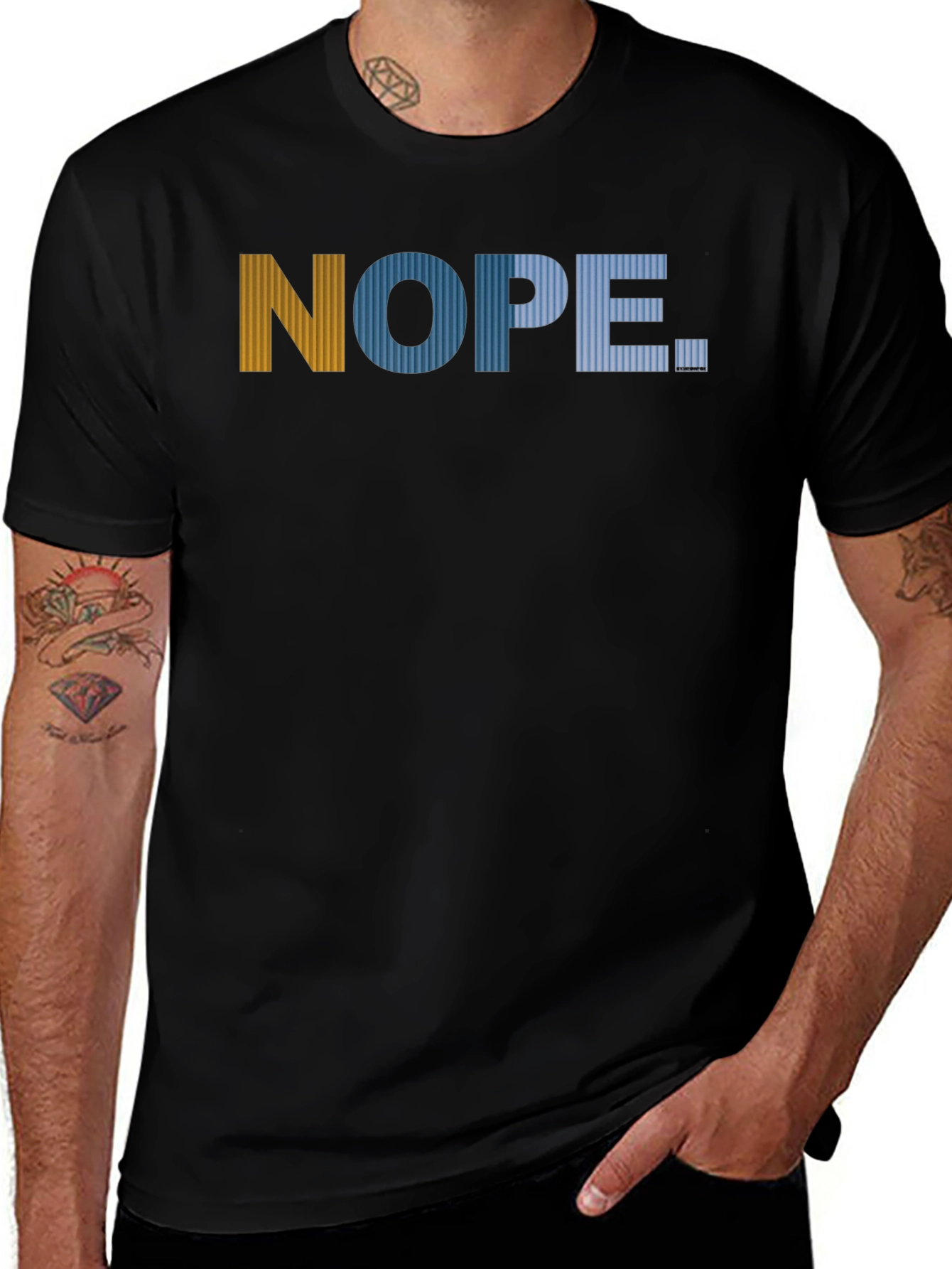 Nope Graphic Print Mens Black T-Shirt