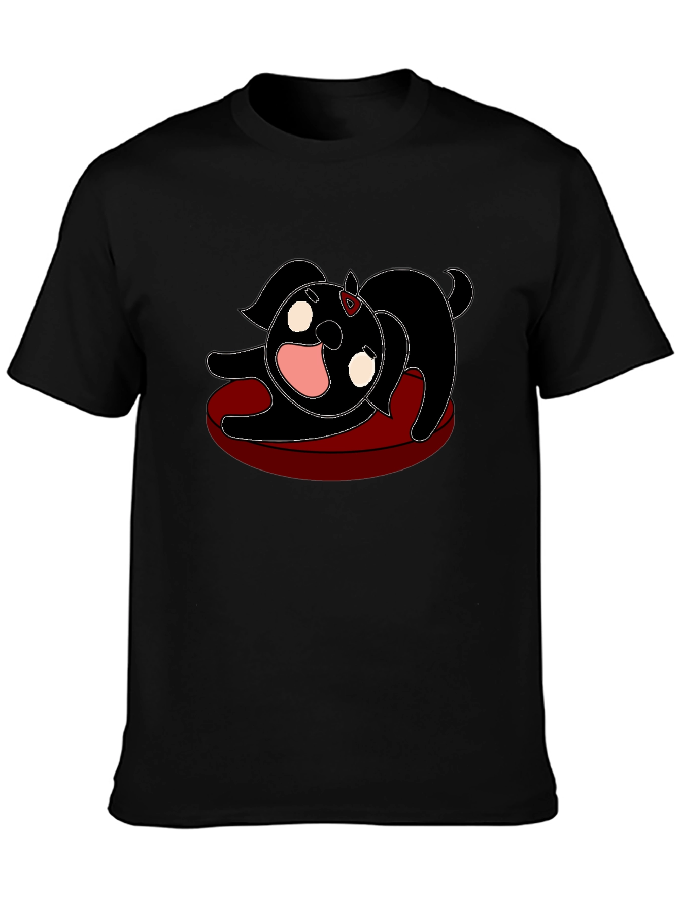 Cute Dog Graphic Black T-Shirt