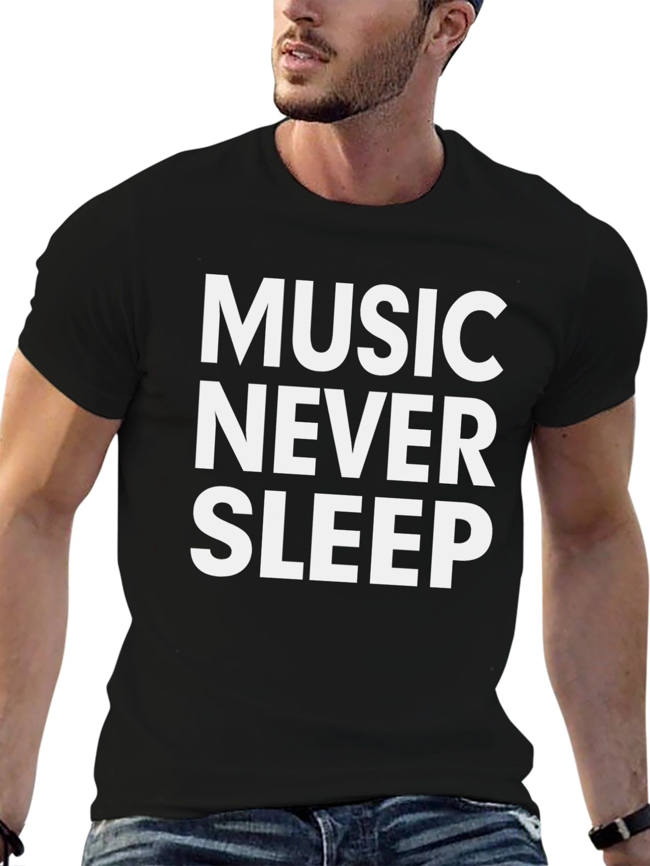 Music Never Sleep Black Graphic Tee