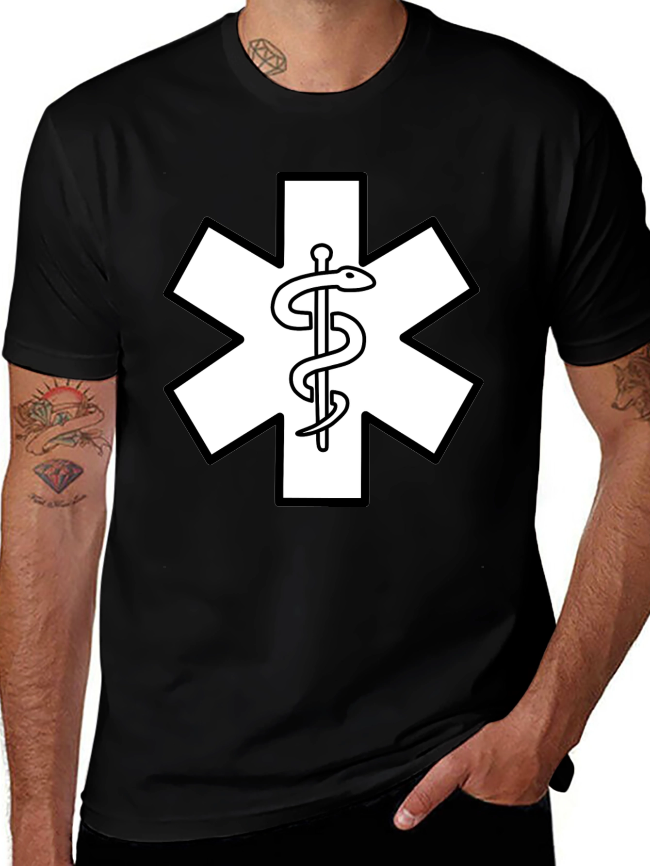Star of Life EMT Medical T-Shirt - Black