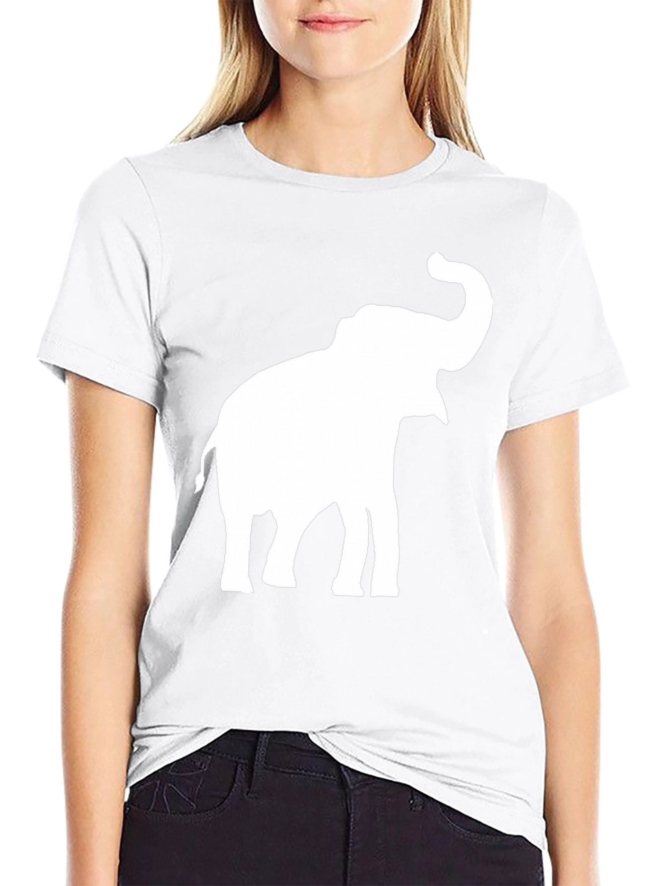 Elephant Graphic Tee - Black Cotton Casual Top