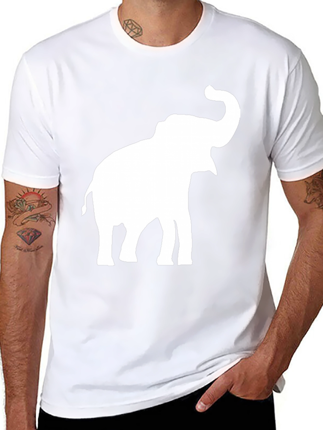 Elephant Graphic Tee - Black Cotton Casual Top