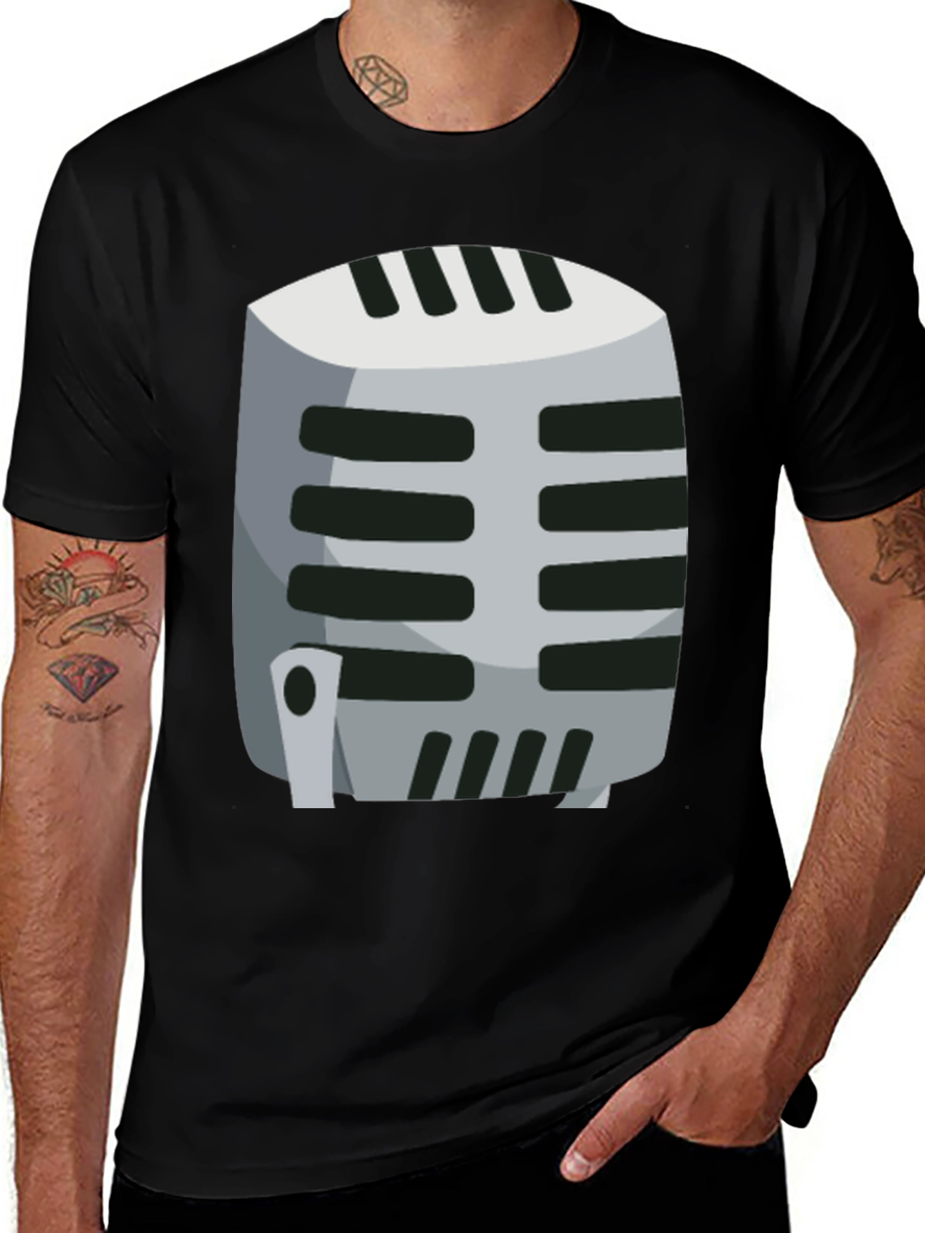 Retro Microphone Graphic Tee - Classic Vocal Style!