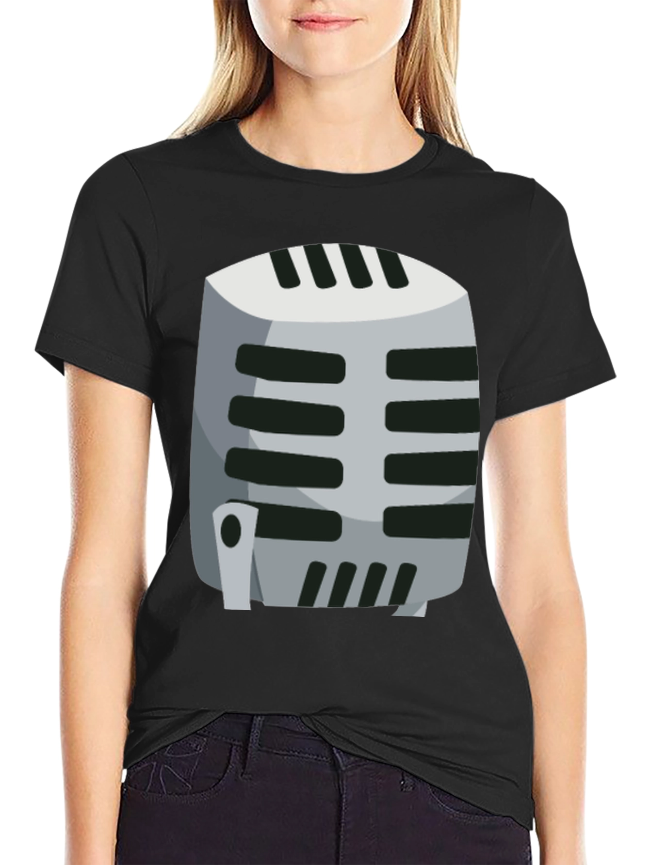 Retro Microphone Graphic Tee - Classic Vocal Style!