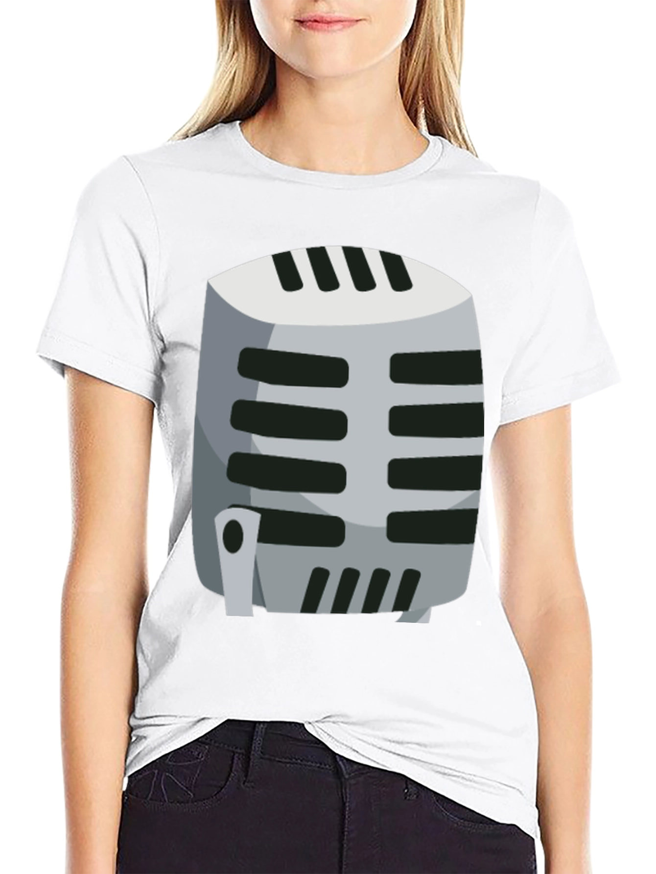 Retro Microphone Graphic Tee - Classic Vocal Style!