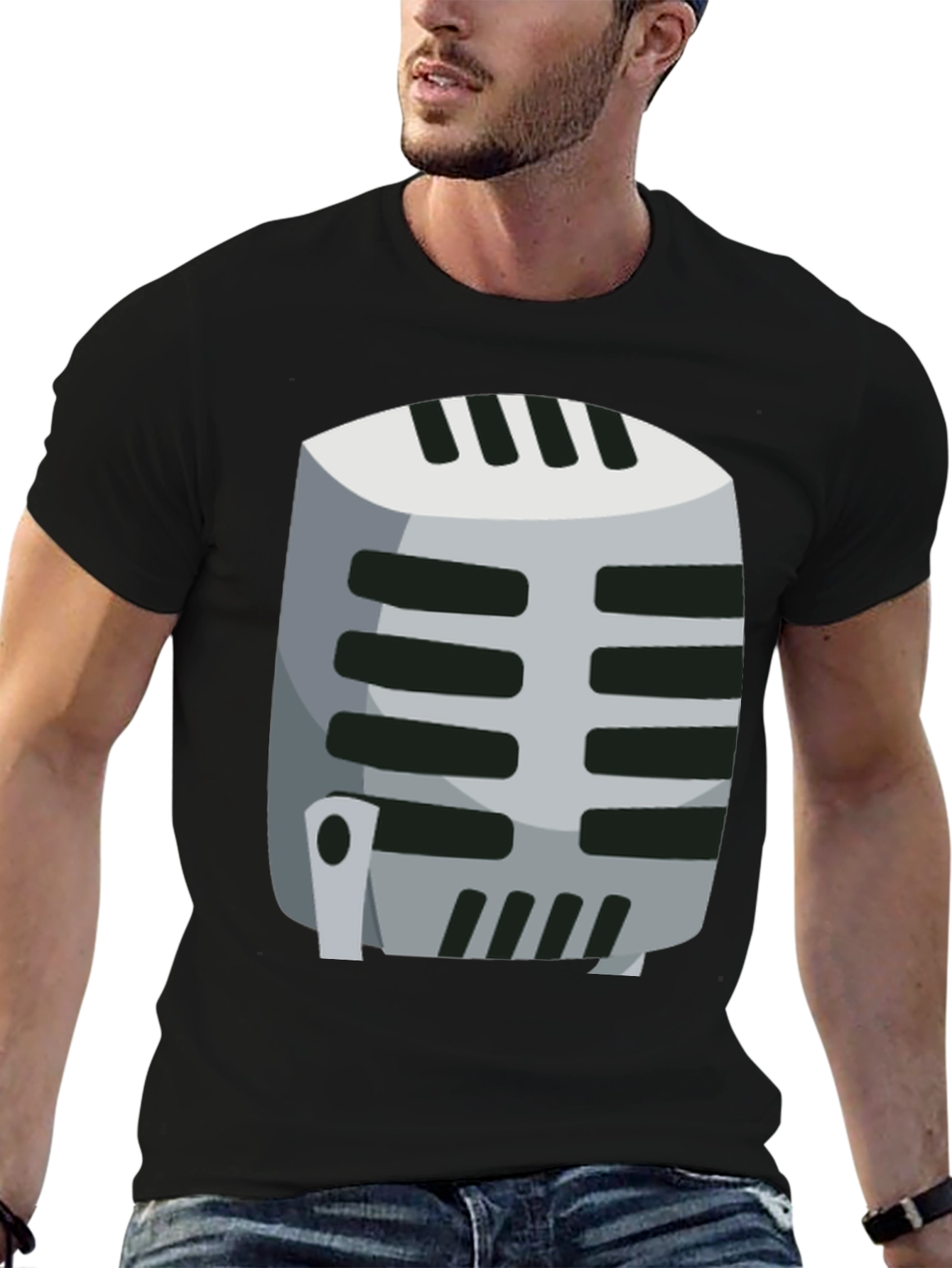 Retro Microphone Graphic Tee - Classic Vocal Style!