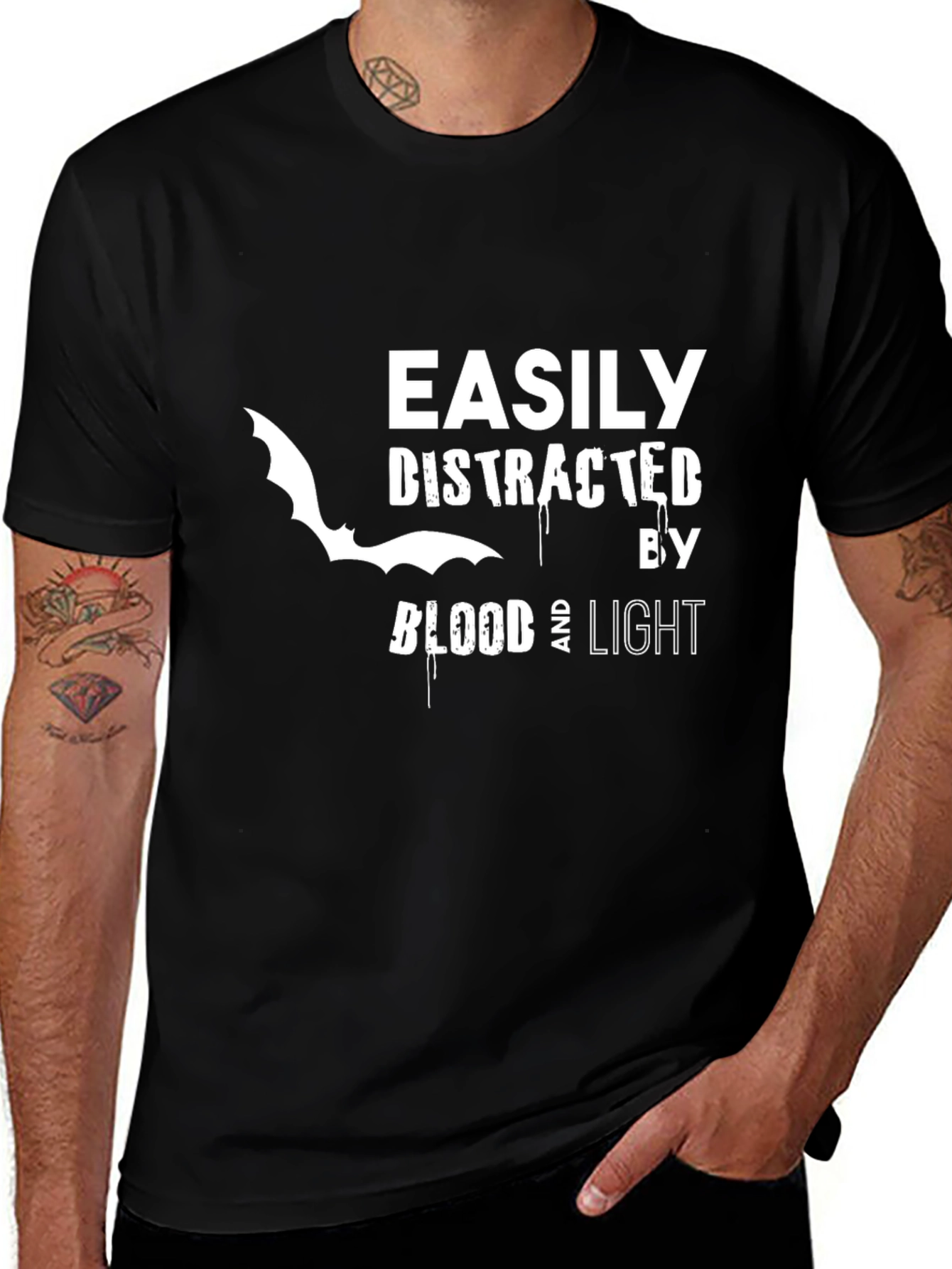 Easily Distracted Tee - Blood & Light Bat T-Shirt
