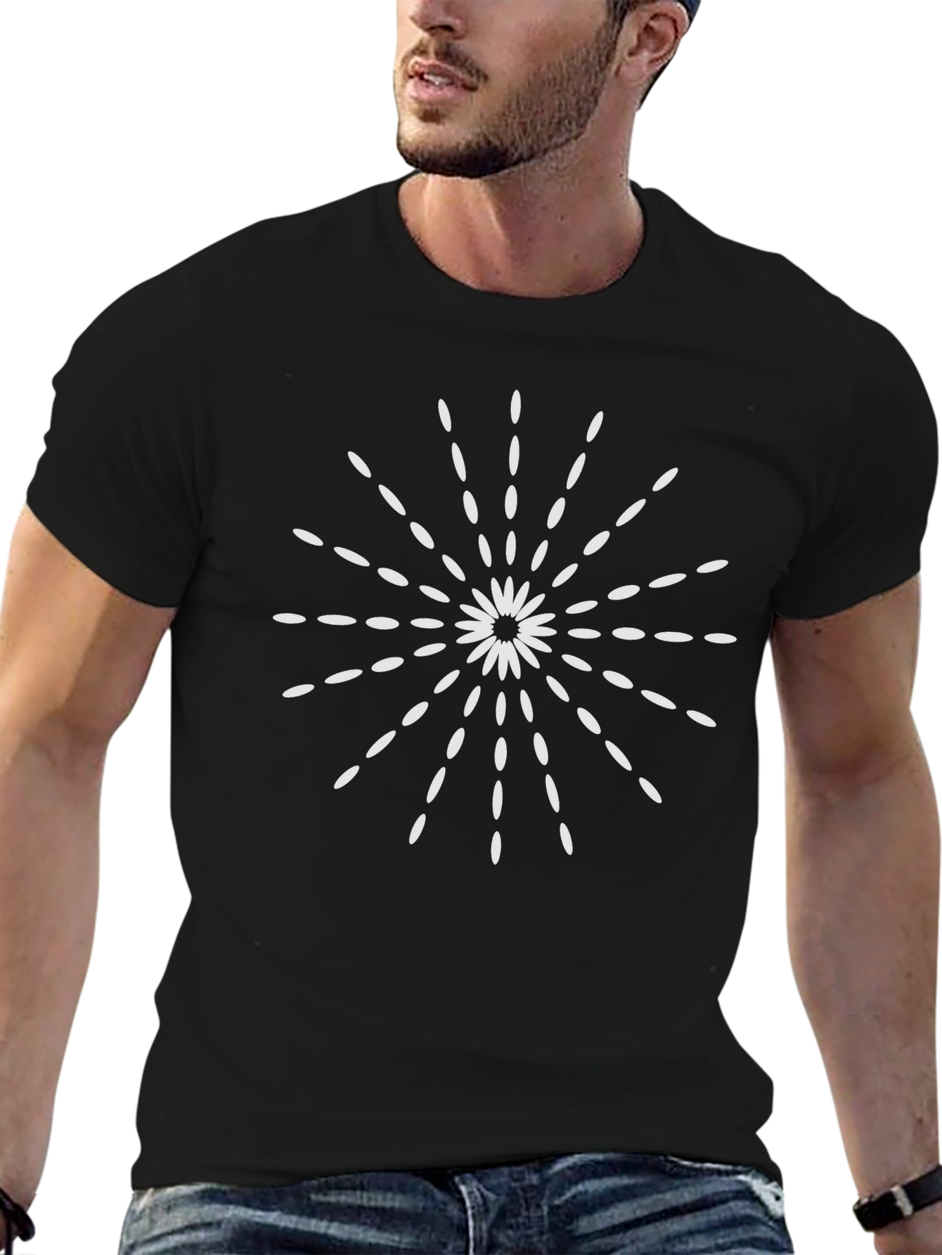 Modern Floral Burst Black T-Shirt