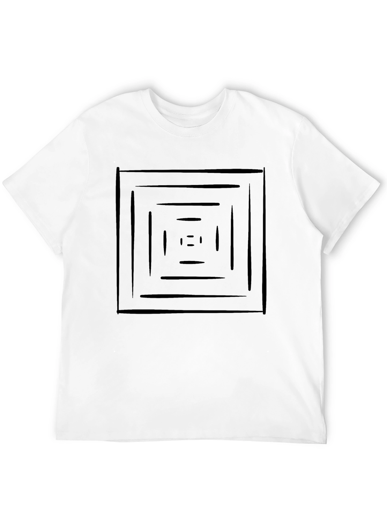 Geometric Square Tunnel Graphic Black T-Shirt