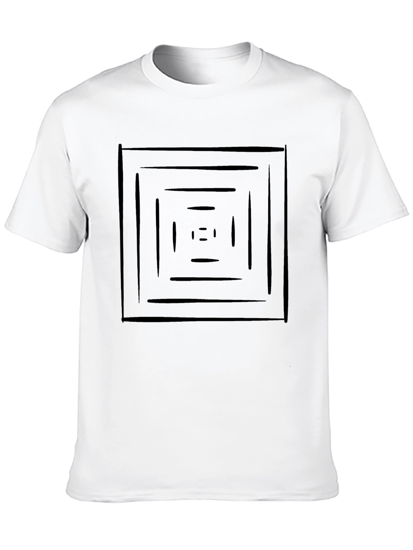 Geometric Square Tunnel Graphic Black T-Shirt