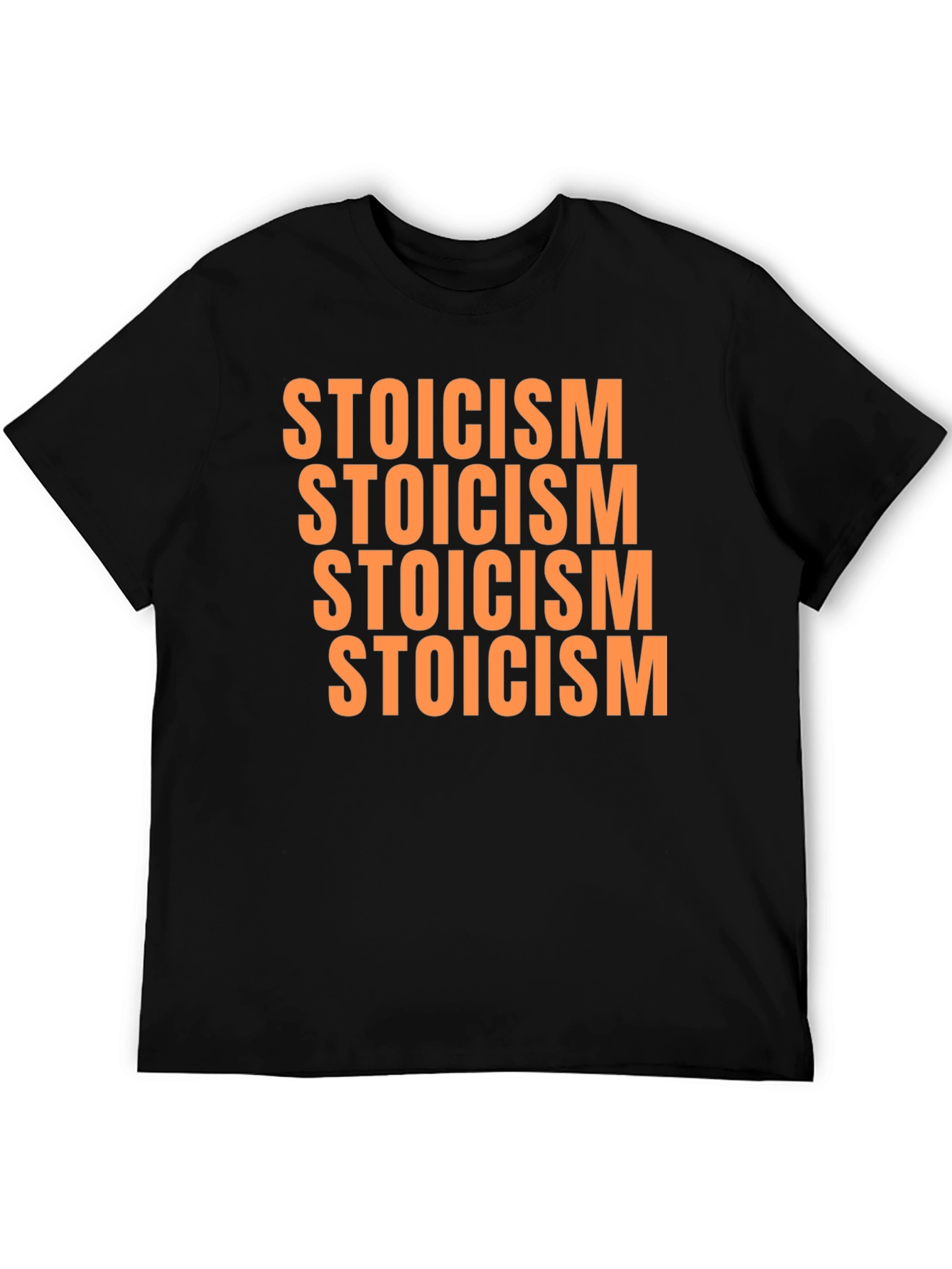 Stoicism T-Shirt - Black Repeated Text Design