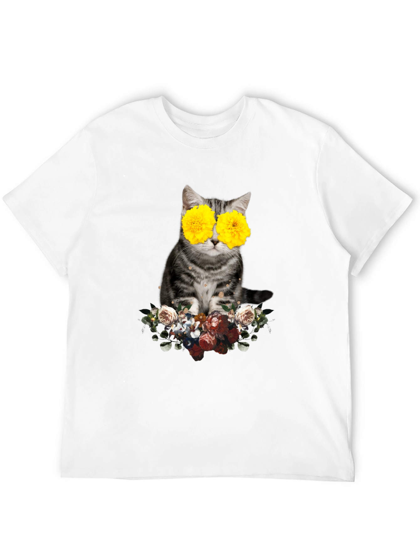 Floral Cat T-Shirt - Unique Graphic Tee