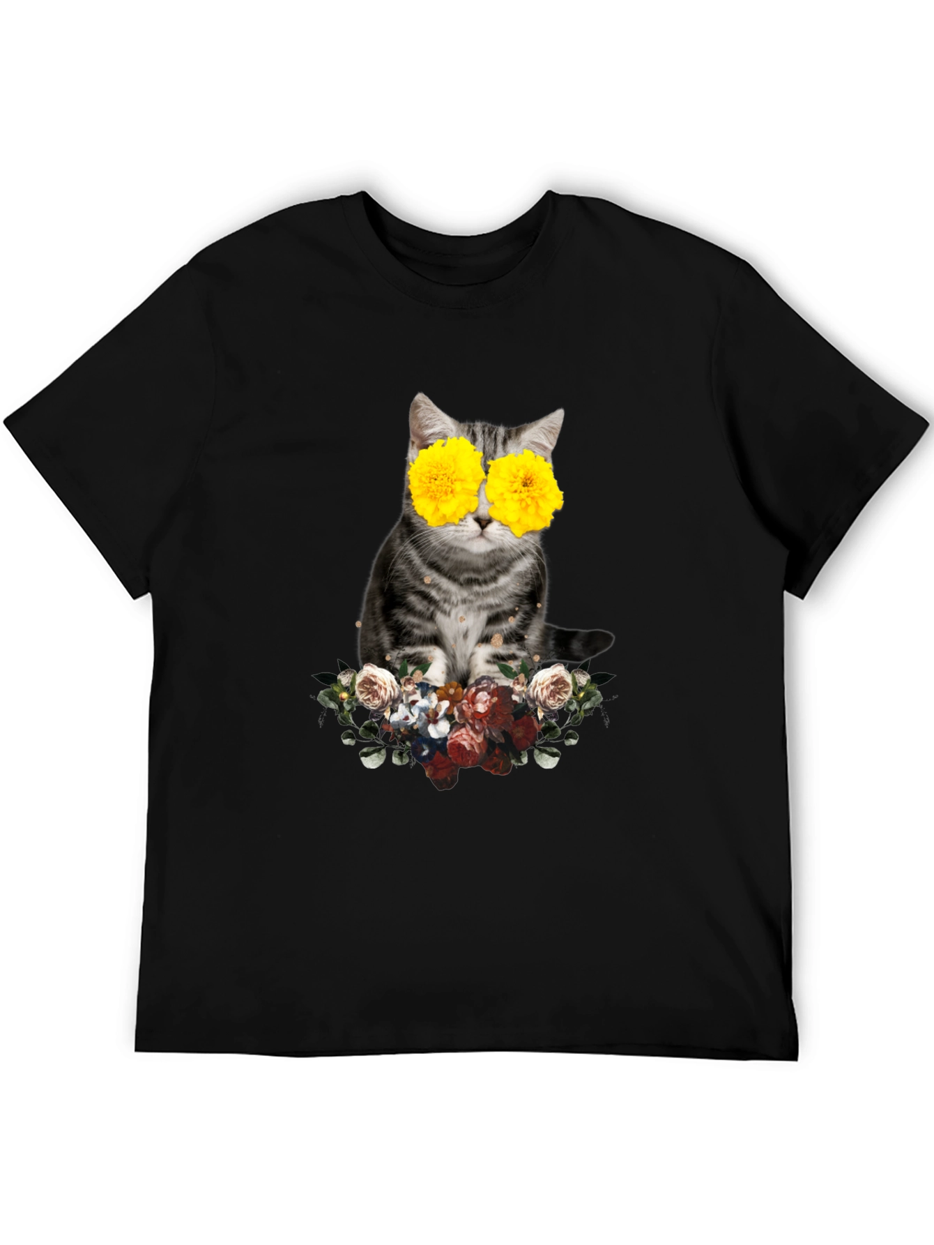Floral Cat T-Shirt - Unique Graphic Tee