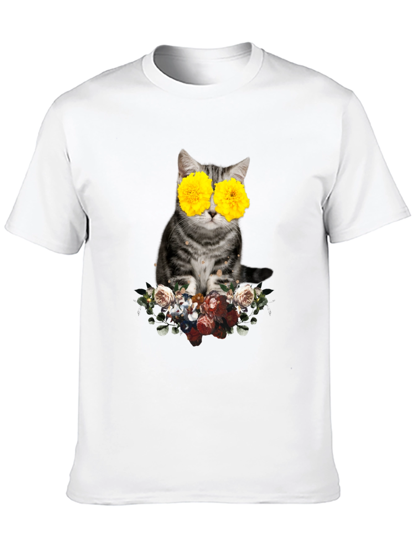 Floral Cat T-Shirt - Unique Graphic Tee