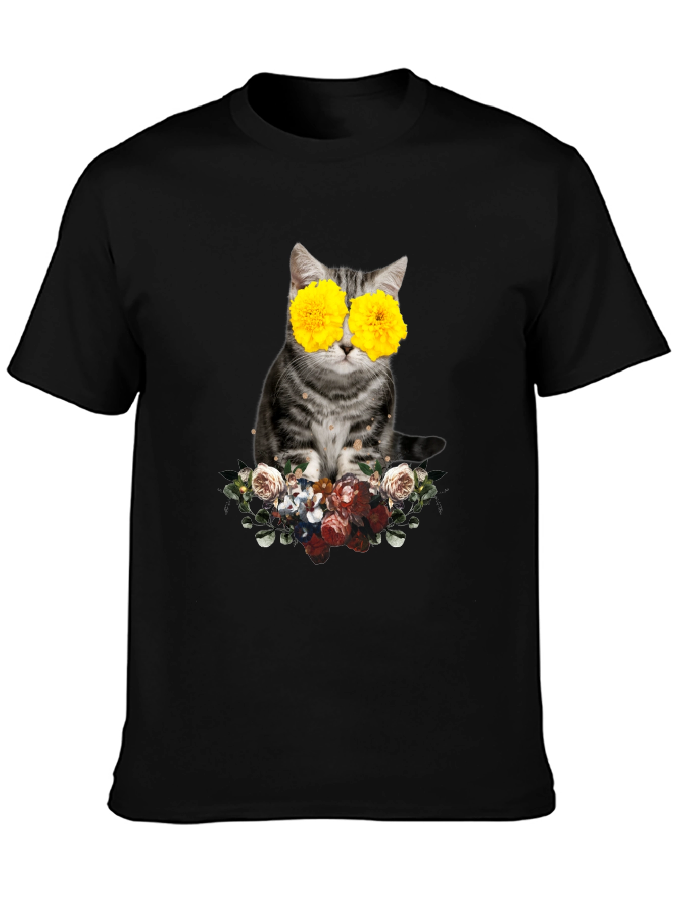 Floral Cat T-Shirt - Unique Graphic Tee