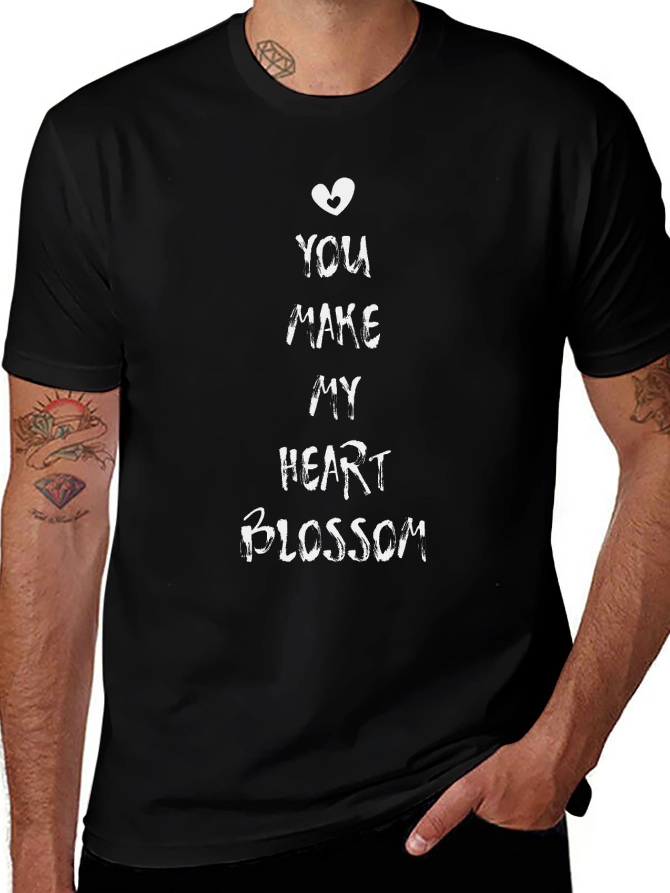 Heart Blossom Black T-Shirt