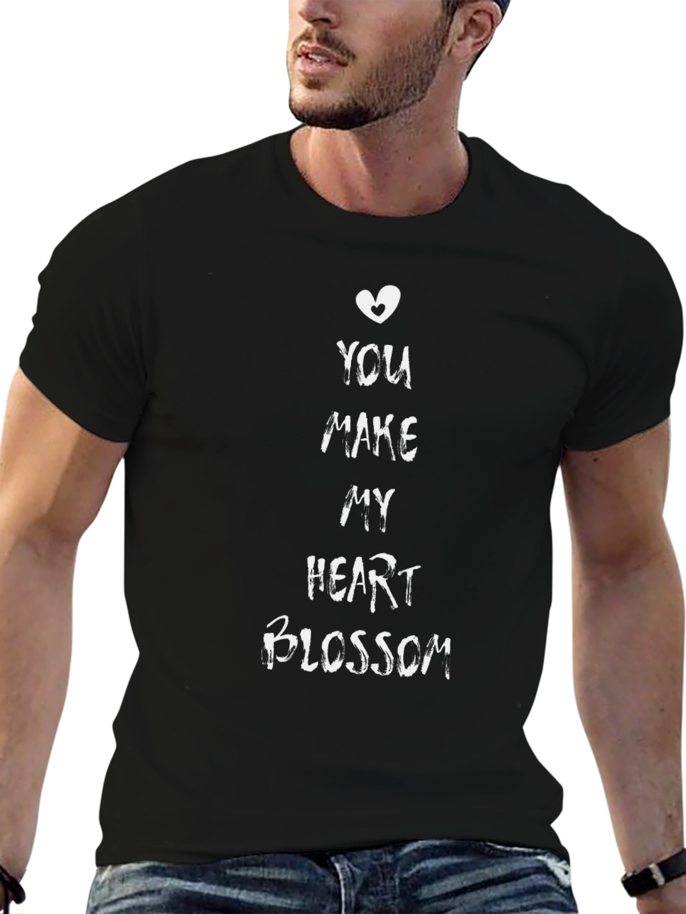 Heart Blossom Black T-Shirt