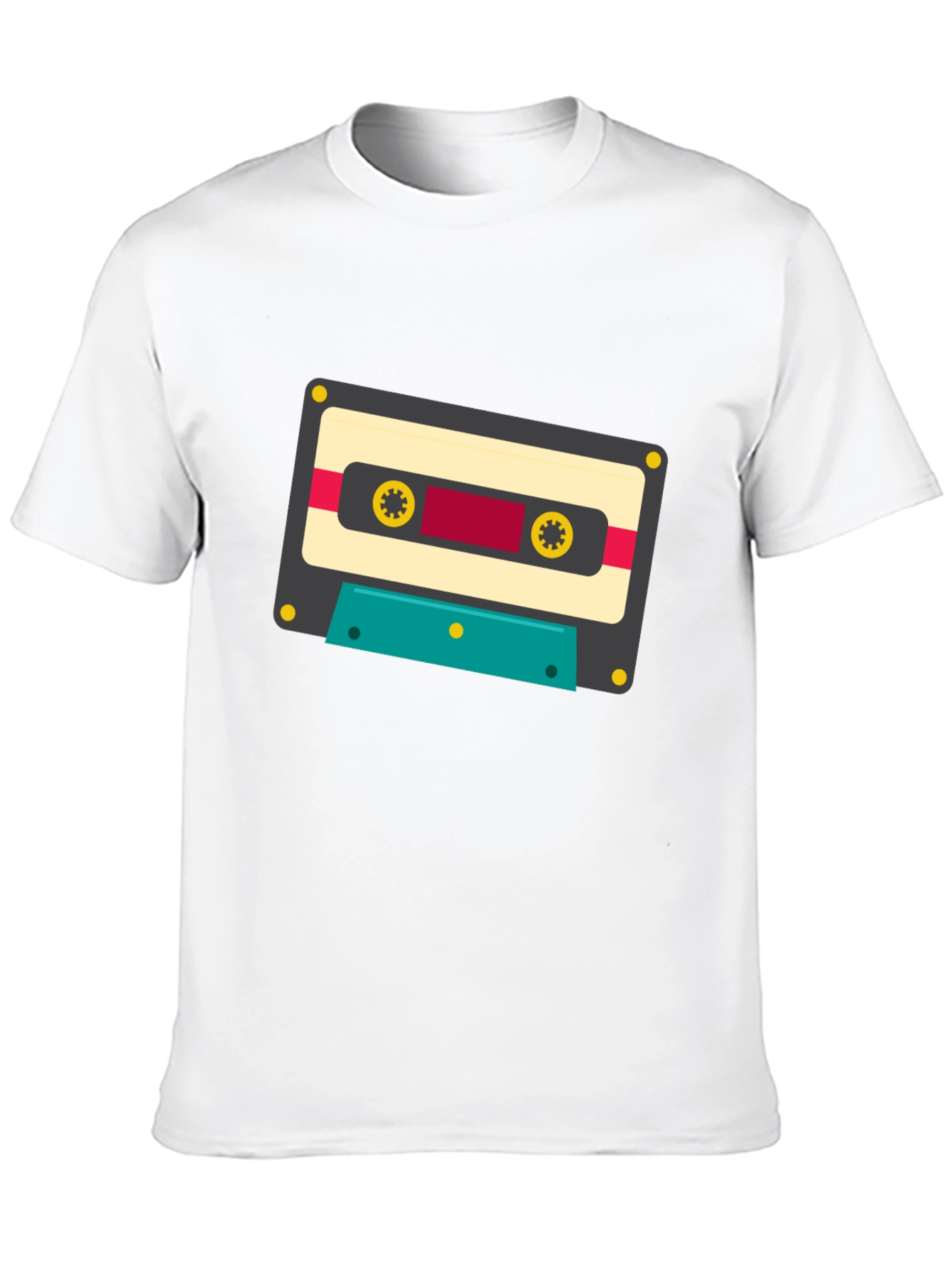 Retro Cassette Tape Graphic Tee - Black Cotton Blend