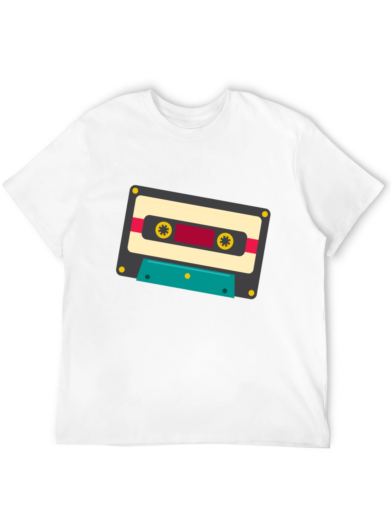Retro Cassette Tape Graphic Tee - Black Cotton Blend