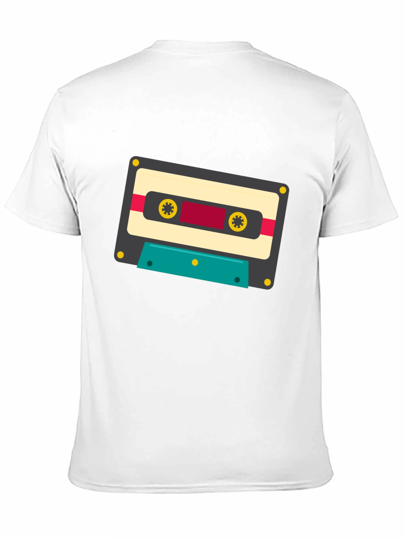 Retro Cassette Tape Graphic Tee - Black Cotton Blend