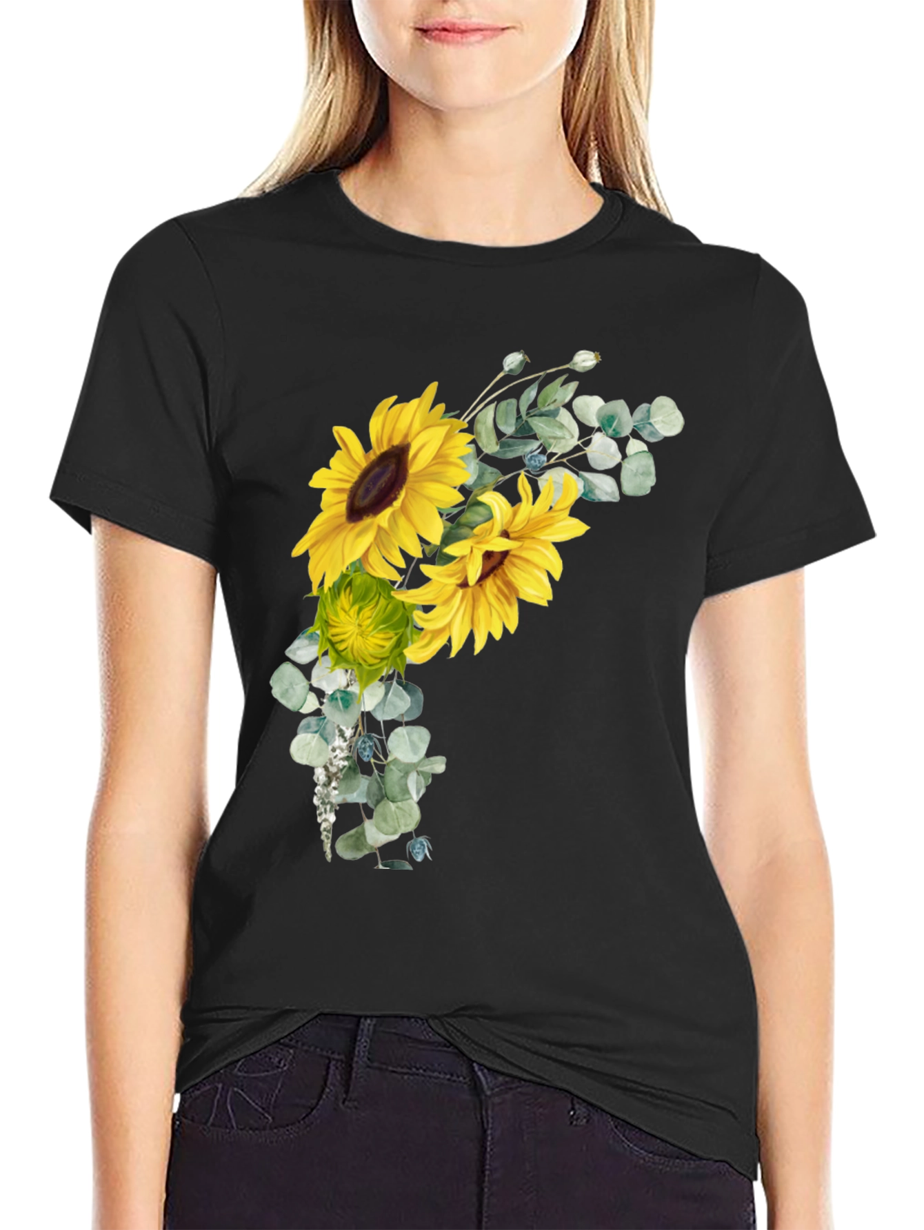 Sunflower Graphic Black T-Shirt