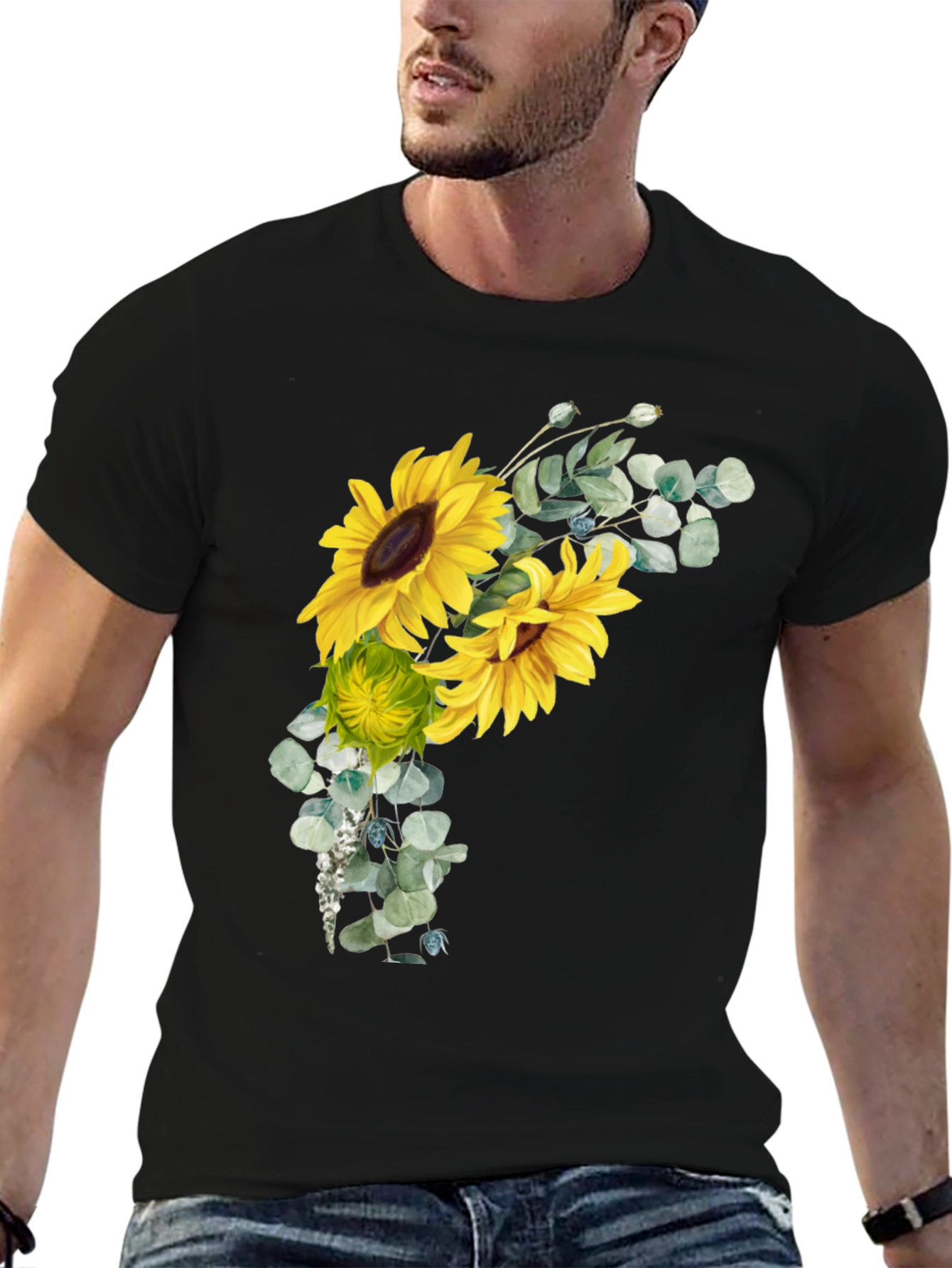 Sunflower Graphic Black T-Shirt