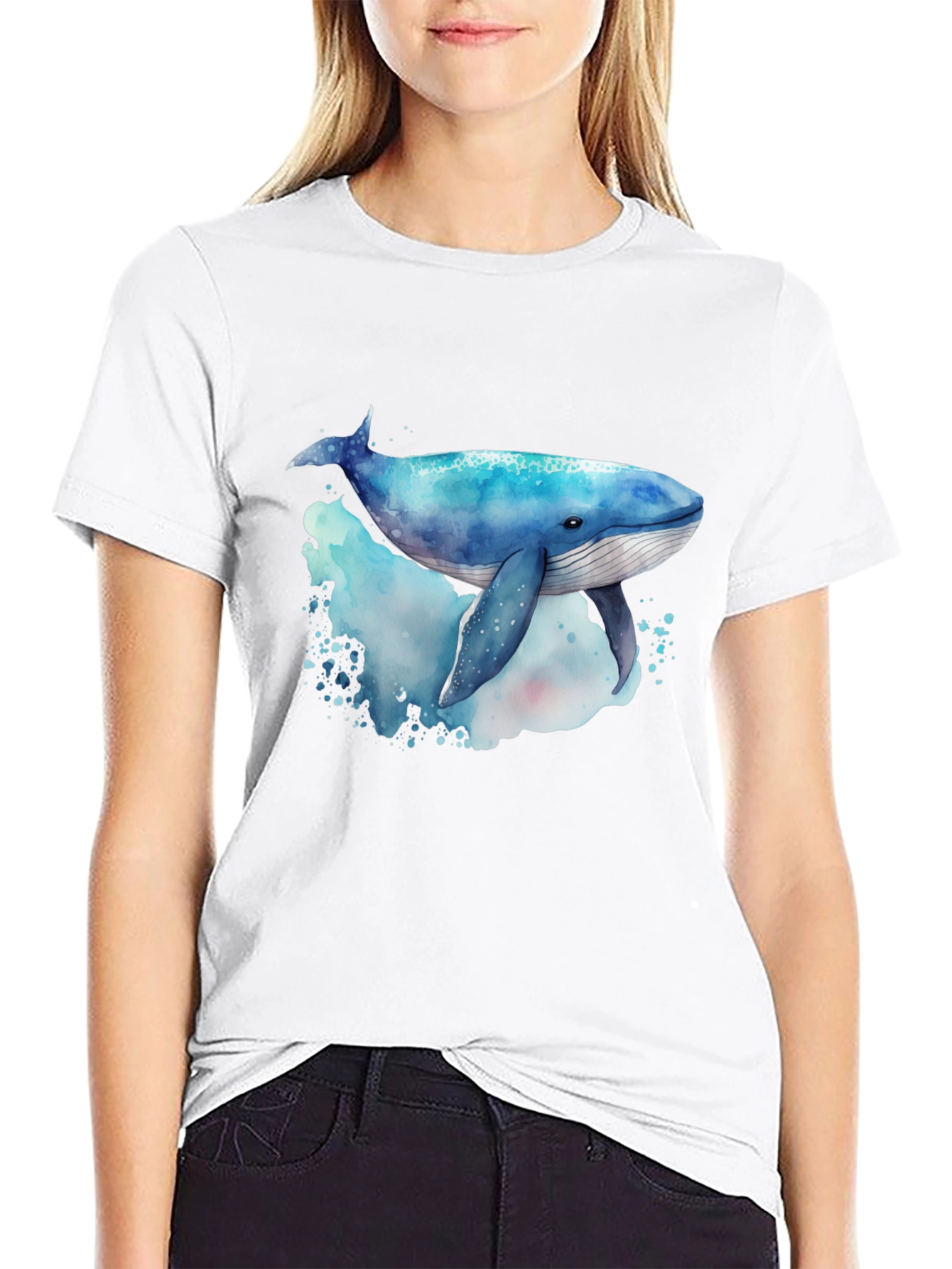 Whale Graphic Tee - Mens Black Crew Neck