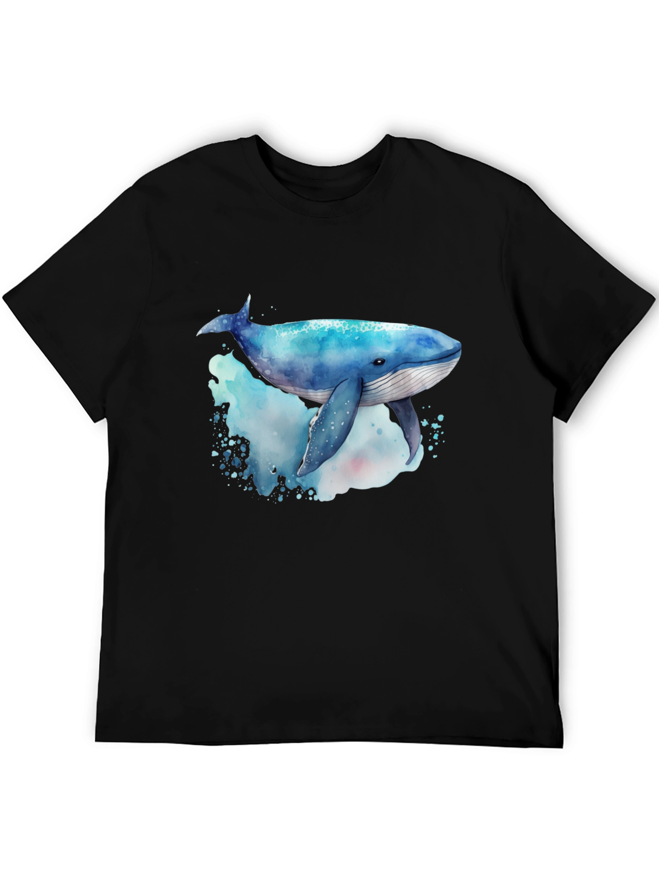 Whale Graphic Tee - Mens Black Crew Neck