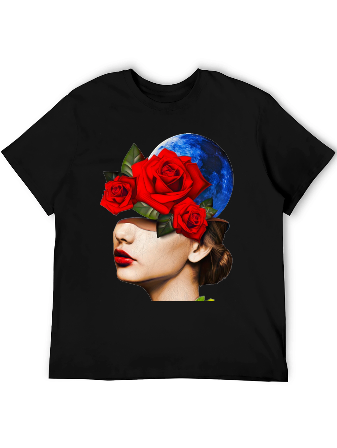 Floral Woman Graphic Black T-Shirt