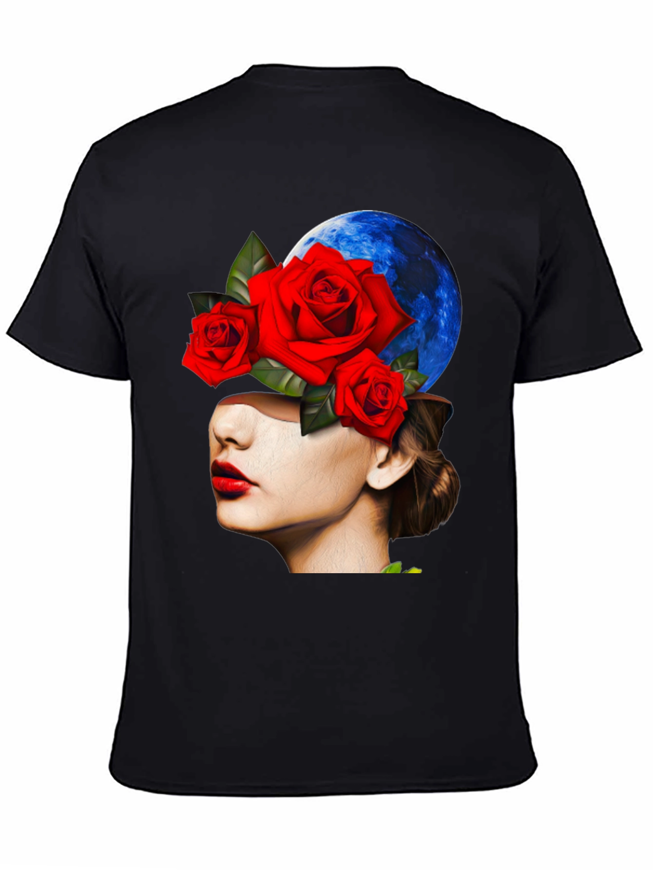 Floral Woman Graphic Black T-Shirt