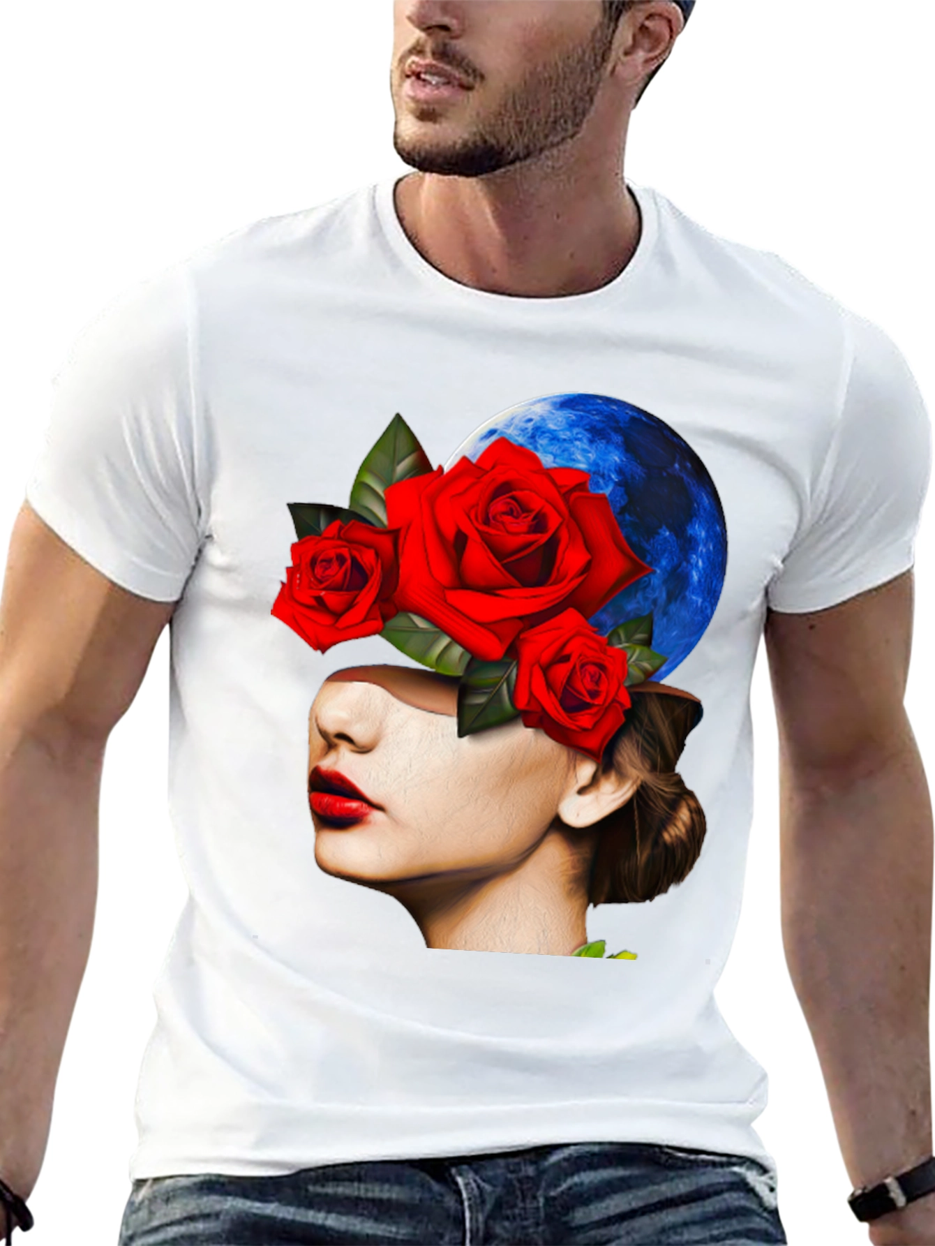 Floral Woman Graphic Black T-Shirt