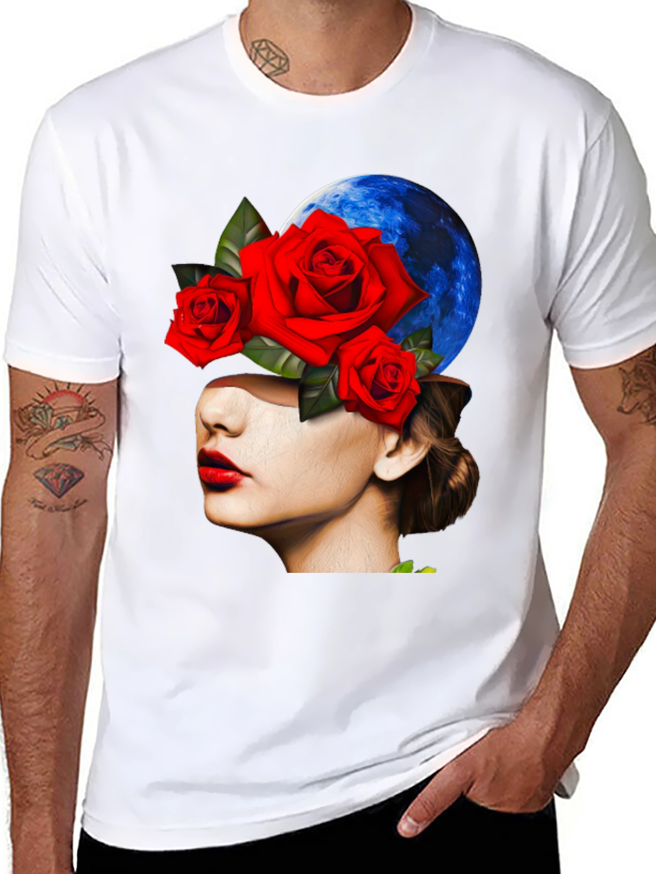 Floral Woman Graphic Black T-Shirt