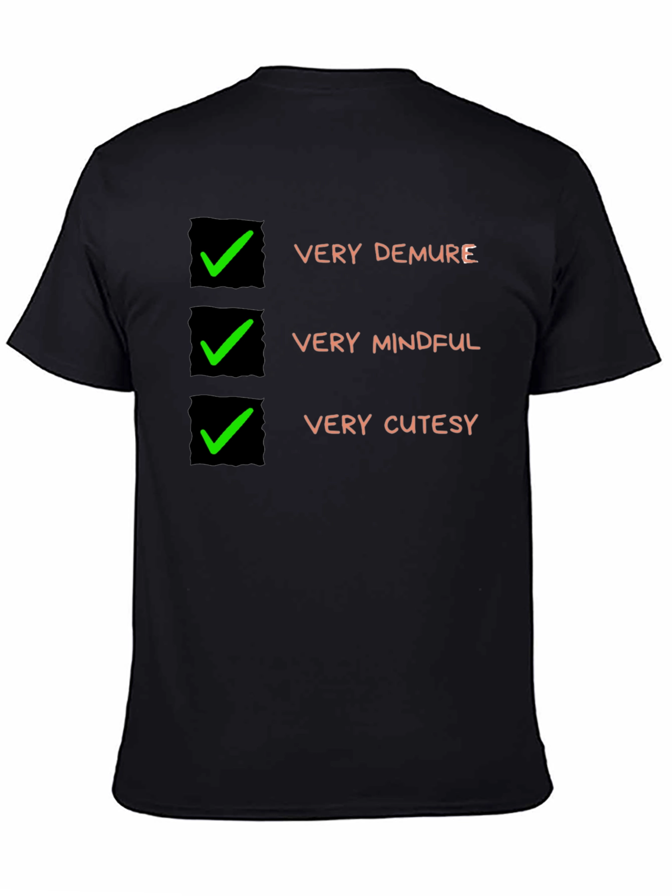 Very Demure Mindful Cutesy Black T-Shirt
