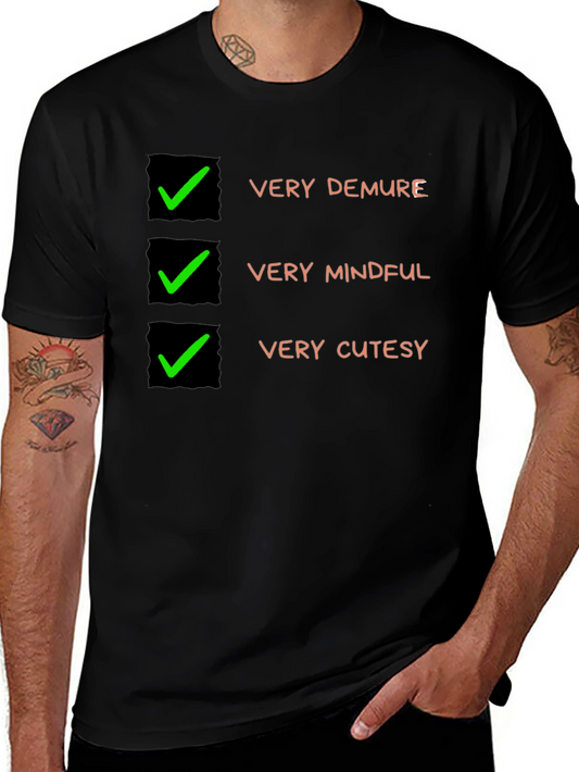 Very Demure Mindful Cutesy Black T-Shirt