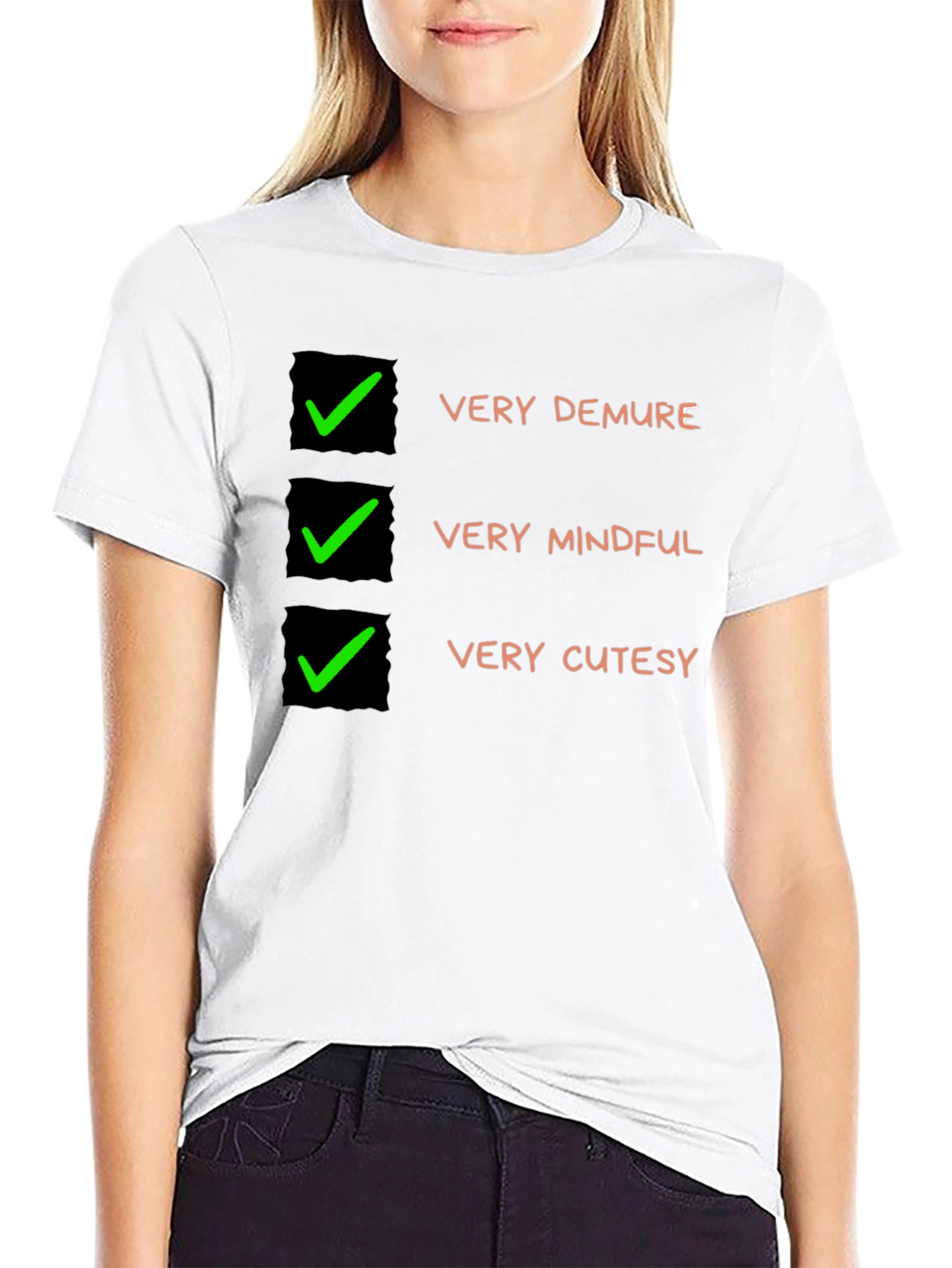 Very Demure Mindful Cutesy Black T-Shirt